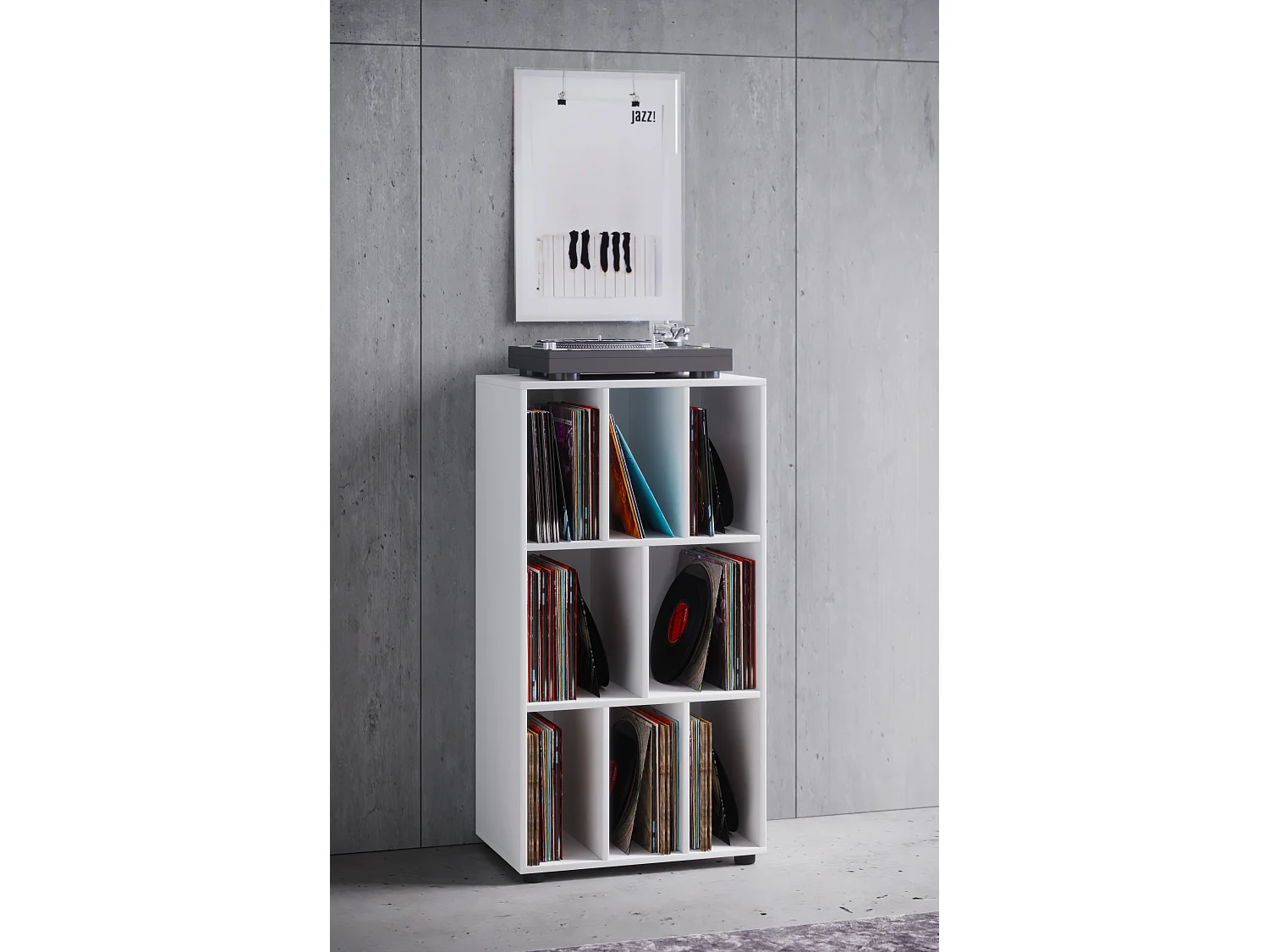 Schaltino Regal retro für LP Platten Rack 8 Regale weiß.