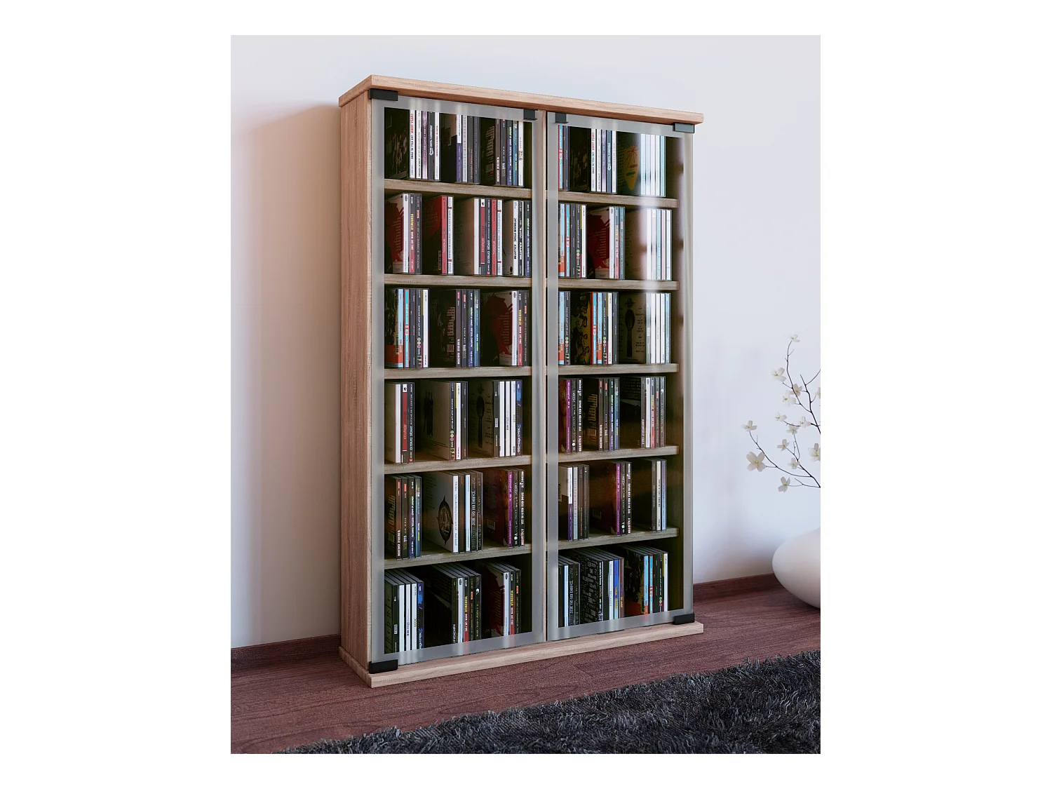 CD / DVD Media Shelf Galerie Sonoma oak (Sägerau) H. 92 x W. 60 x D. 18 cm