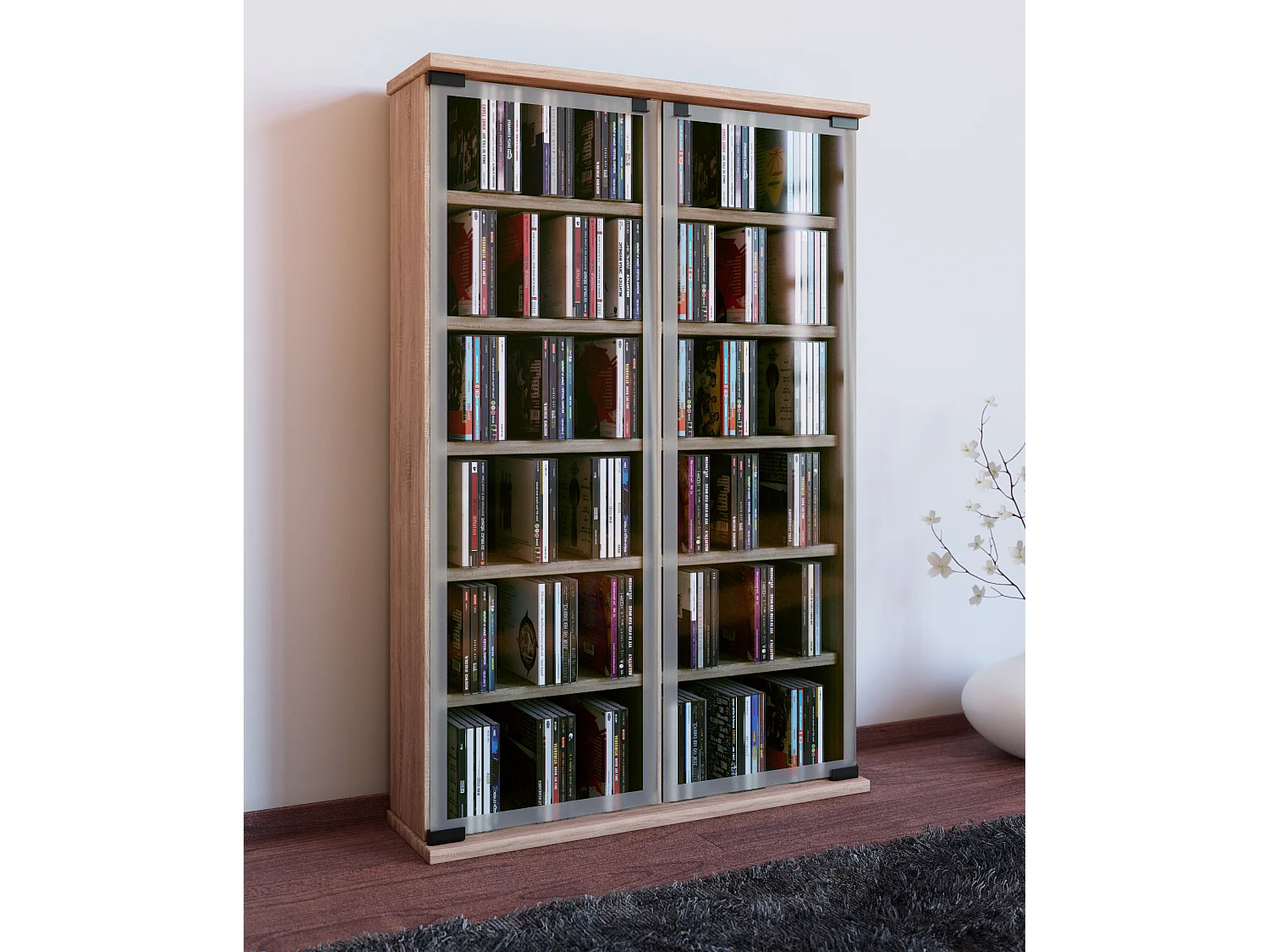 CD / DVD Media Shelf Galerie Sonoma oak (Sägerau) H. 92 x W. 60 x D. 18 cm