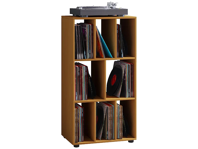 Schaltino Regal retro für LP Platten Rack 8 Regale Buche dekor.