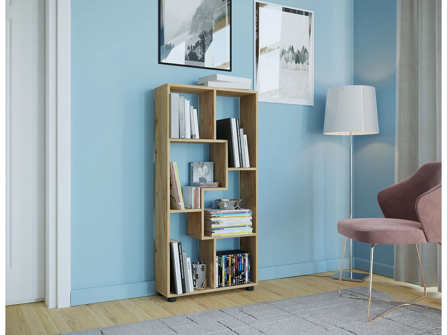 Stand Rack Blina Honey oak H. 119 x W. 60 x D. 20 cm