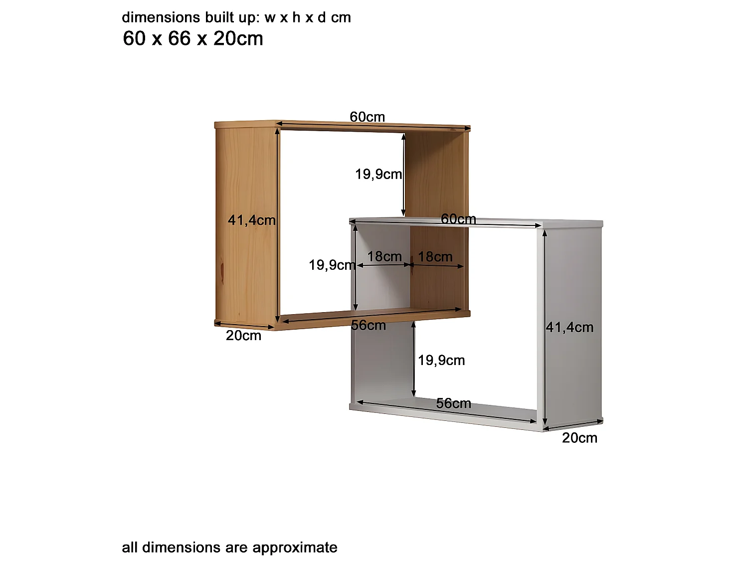 Mestre Regal Wandregal weiß,honig.