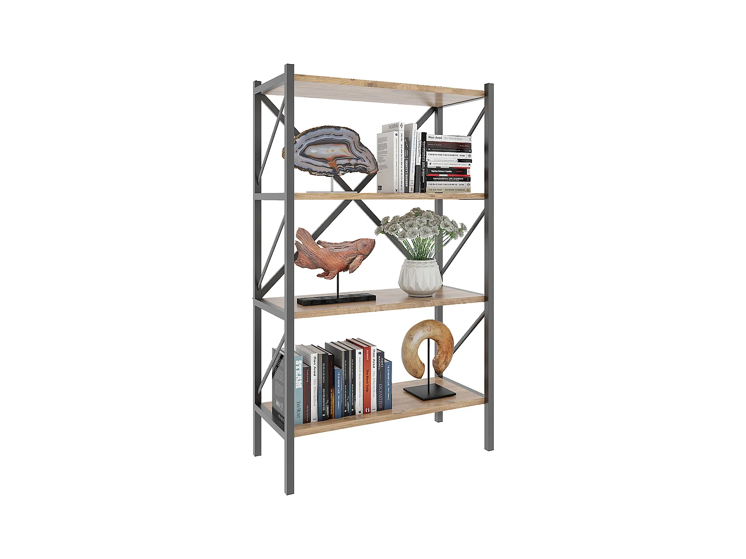 Holz Metall Stand Regal Büro Bücher Insasi 4fach