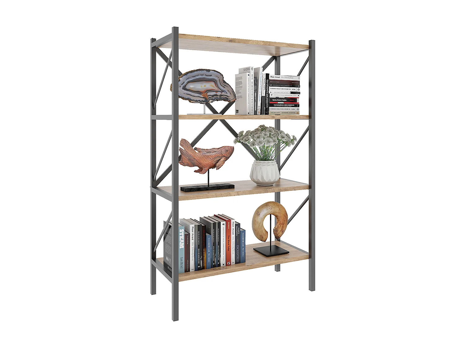 Holz Metall Stand Regal Büro Bücher Insasi 4fach