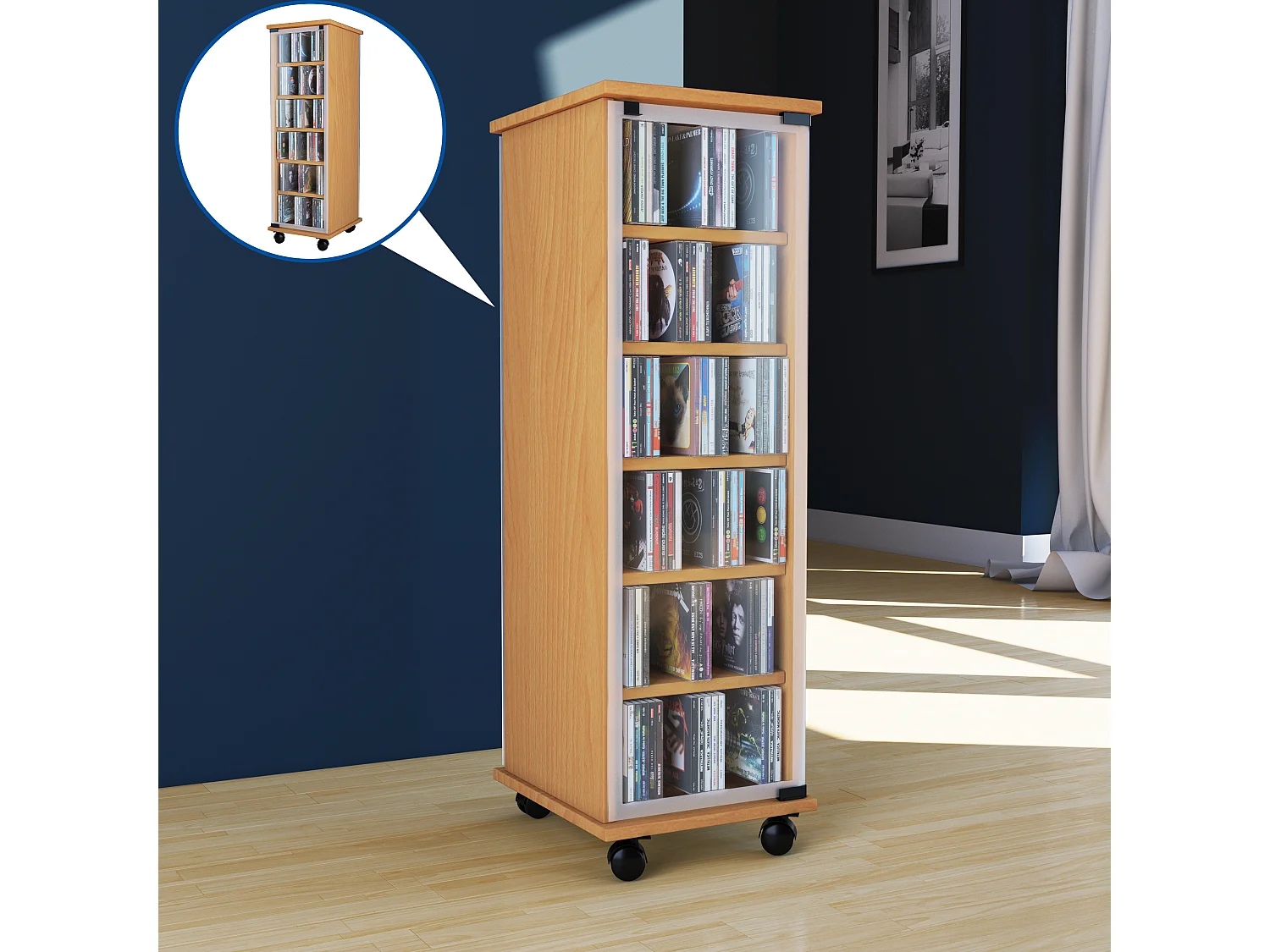 CD / DVD Media Shelf Valenza Book H. 98 x W. 31 x D. 35 cm