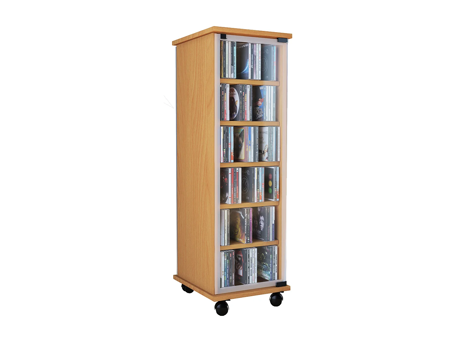 Houten CD DVD Stand Plank Valenza Glas Deur