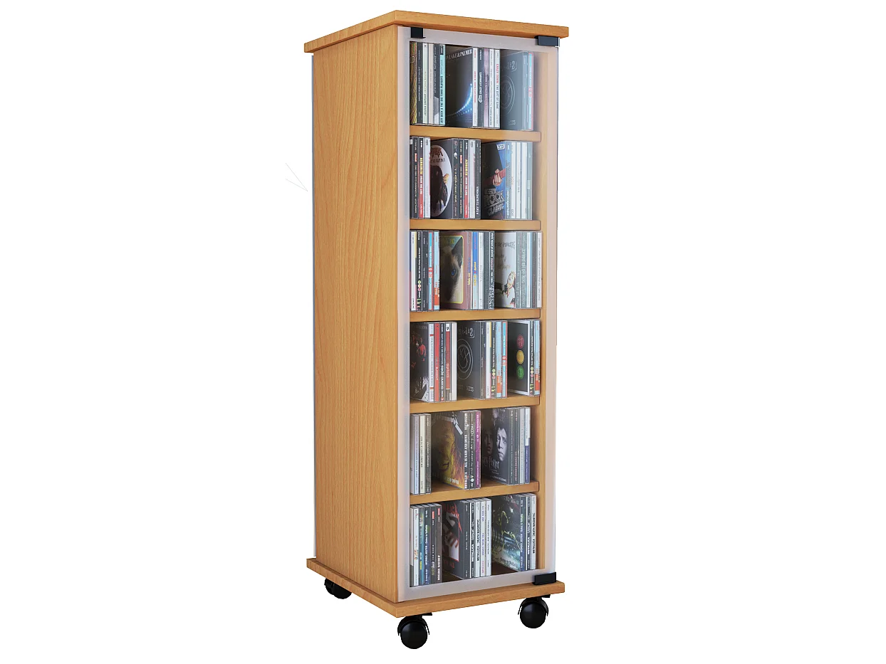 Houten CD DVD Stand Plank Valenza Glas Deur