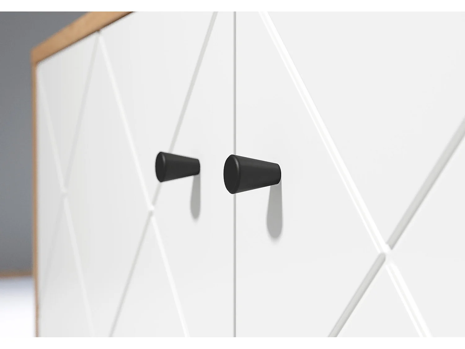 Touch wandkast 1 deur, 4 open vakken eiken decor, wit mat.