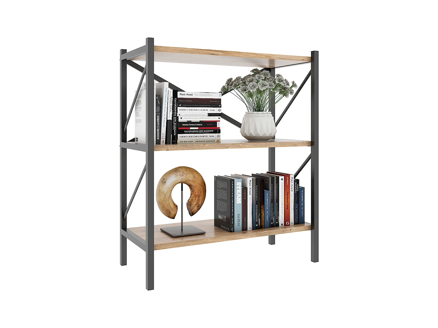 Holz Metall Stand Regal Büro Bücher Insasi 2fach