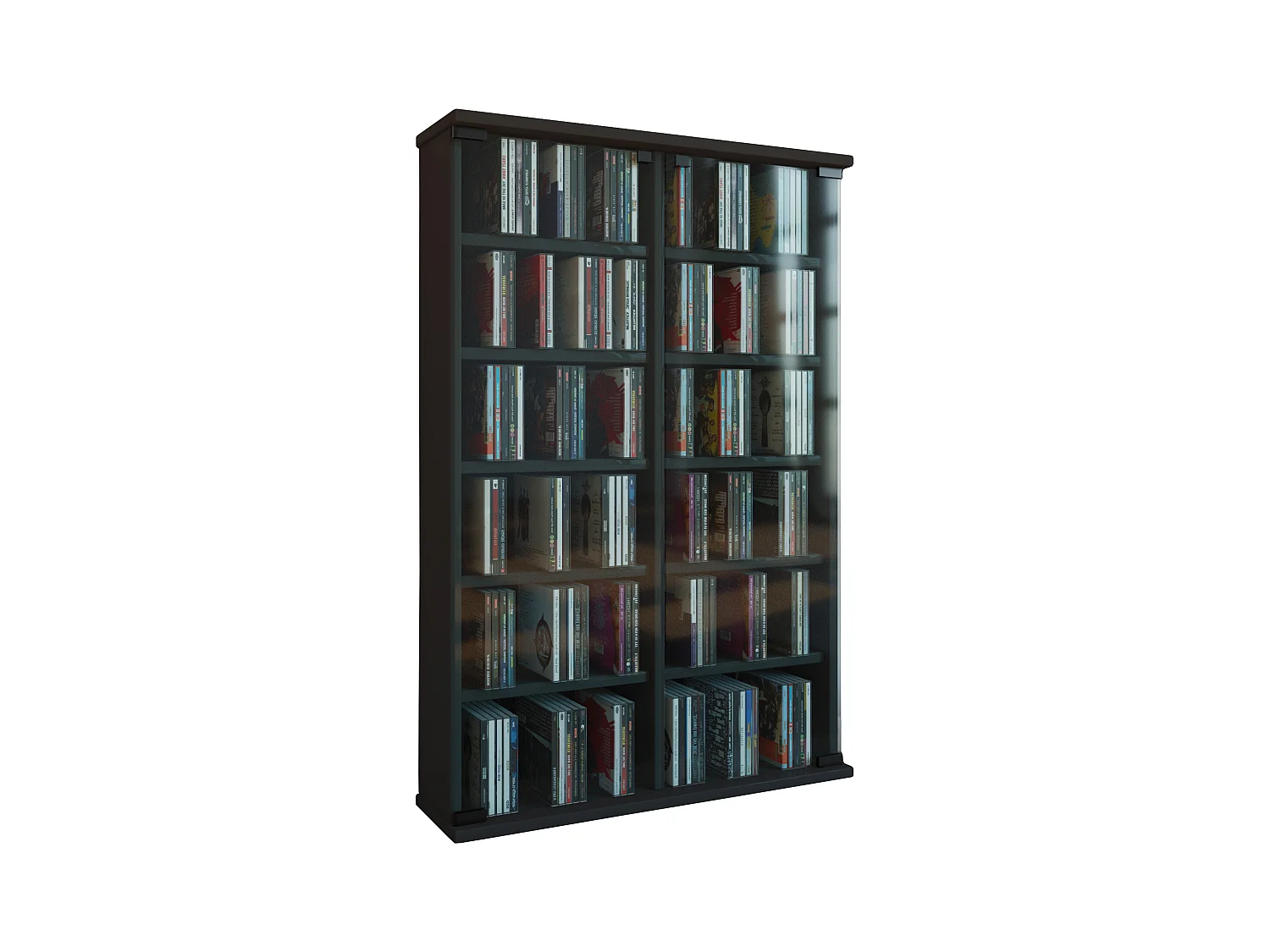 CD / DVD Media Shelf Roma Black H. 92 x W. 60 x D. 18 cm