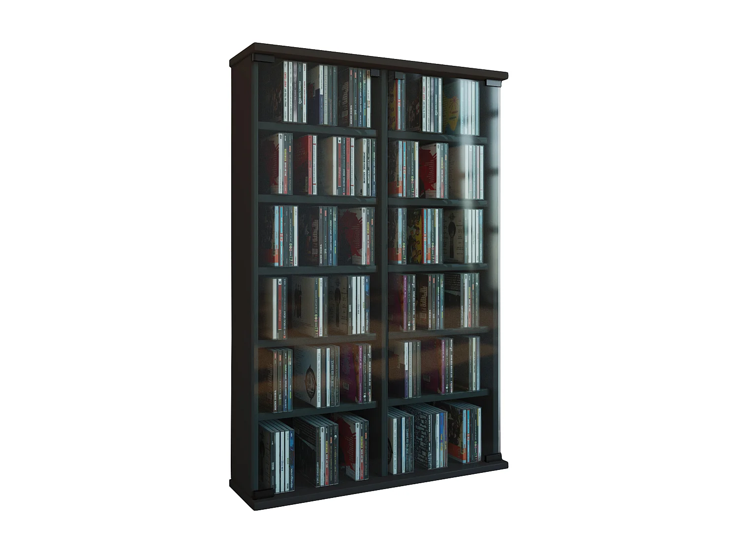 CD / DVD Media Shelf Roma Black H. 92 x W. 60 x D. 18 cm