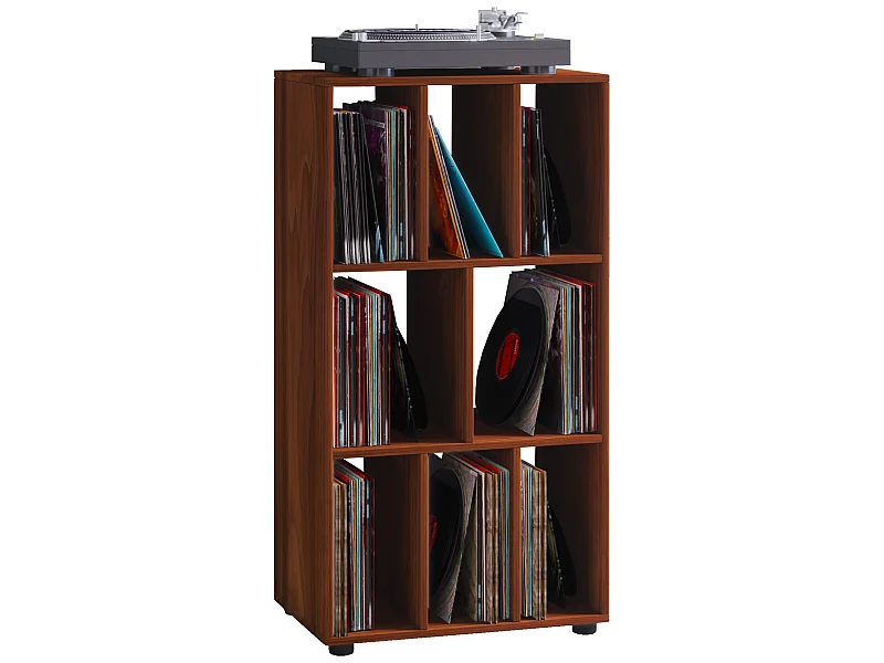 Schaltino Regal retro für LP Platten Rack 8 Regale Kern-Nussbaum dekor.