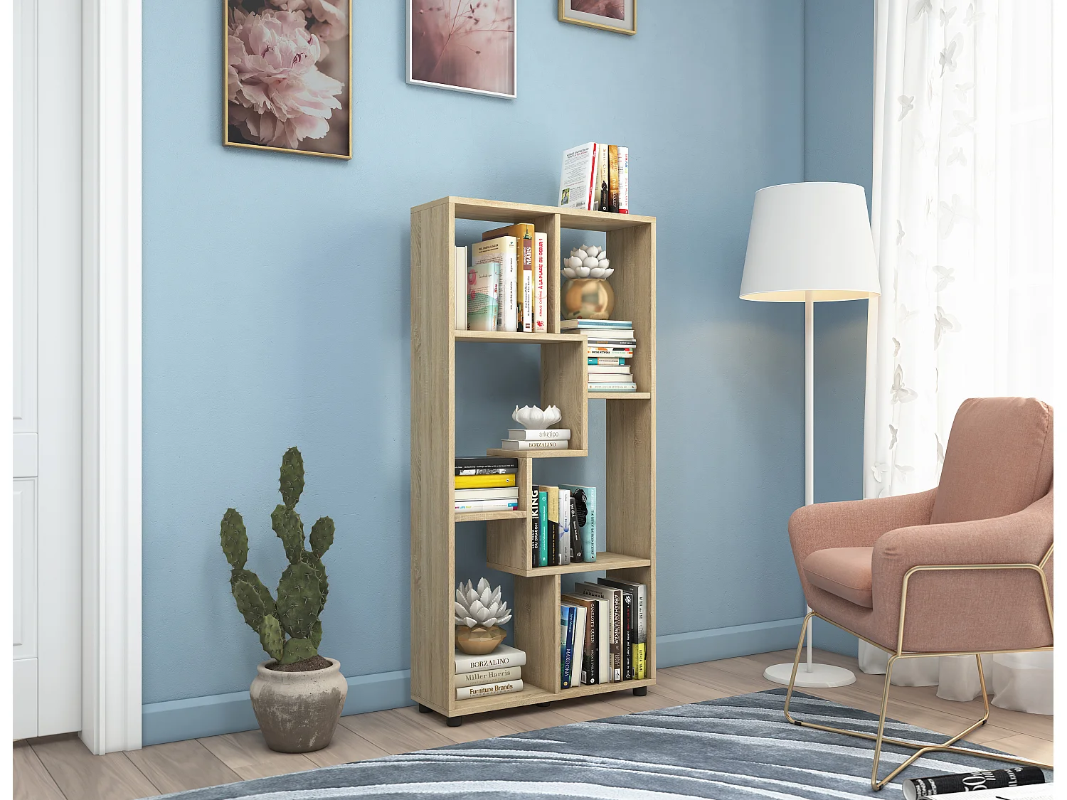 Houten Shelf Room Divider Boekenplank Blina