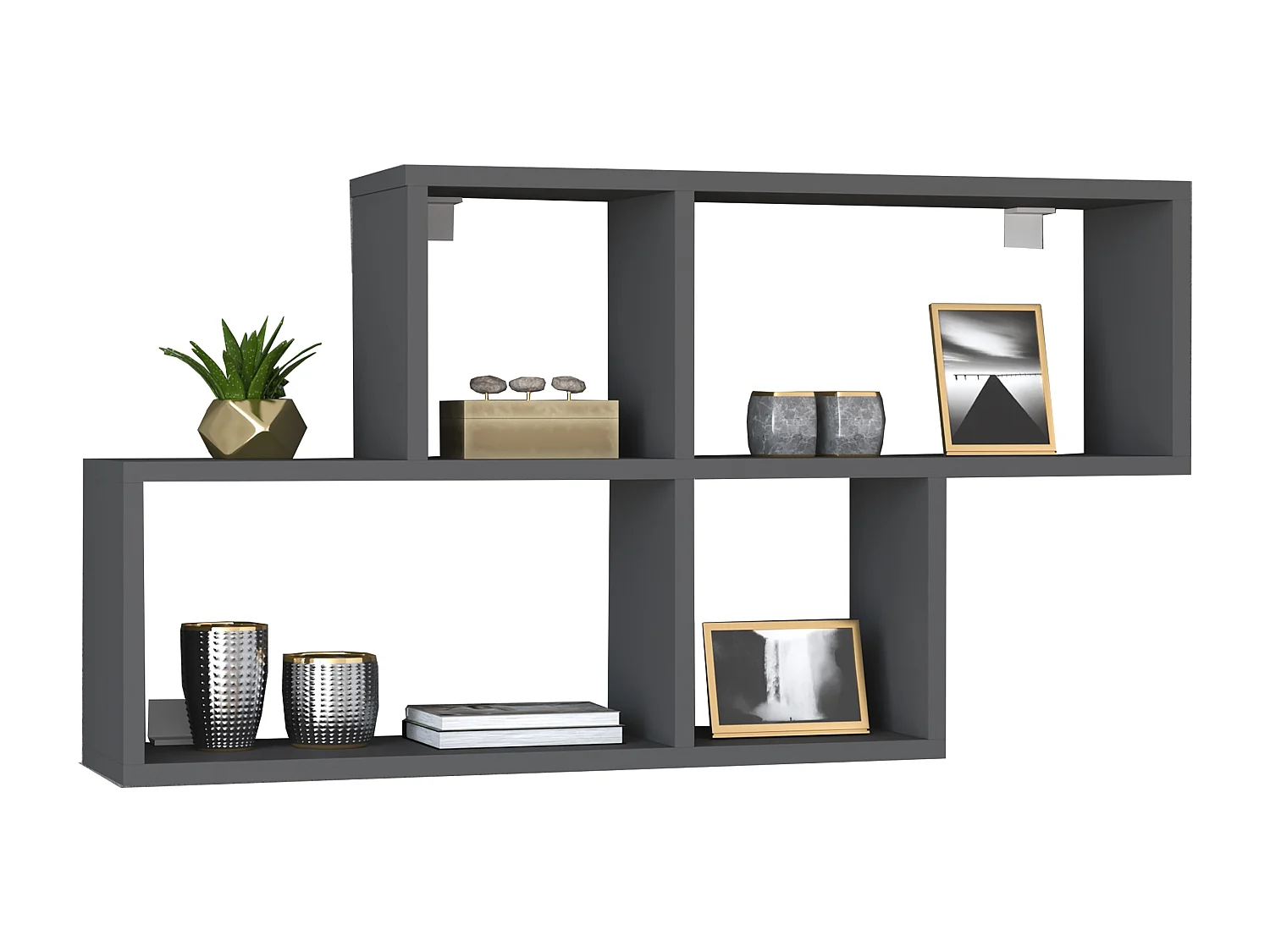 Wall Rack Lusas Anthracite H. 53 x W. 100 x D. 20 cm