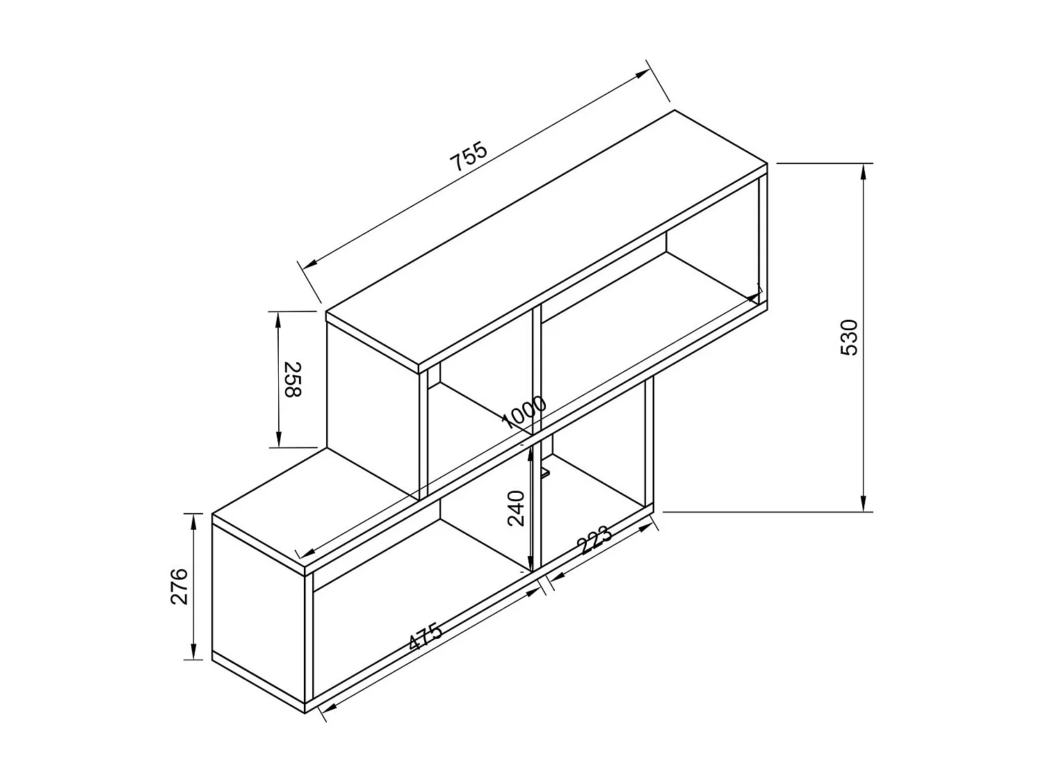 Wall Rack Lusas Anthracite H. 53 x W. 100 x D. 20 cm