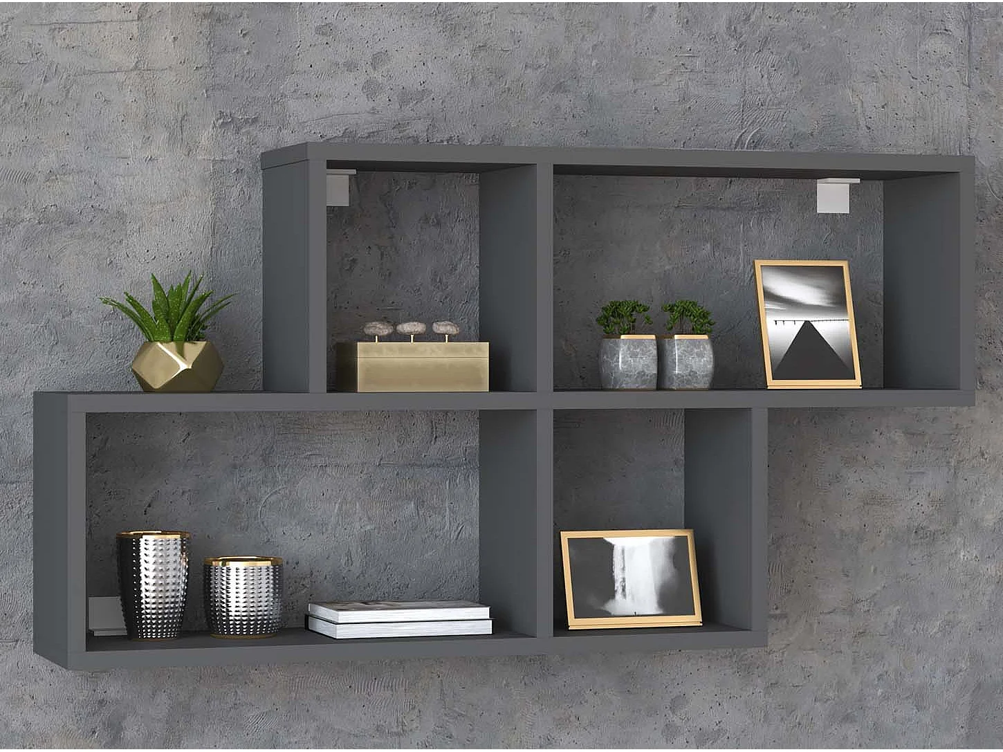 Wall Rack Lusas Anthracite H. 53 x W. 100 x D. 20 cm