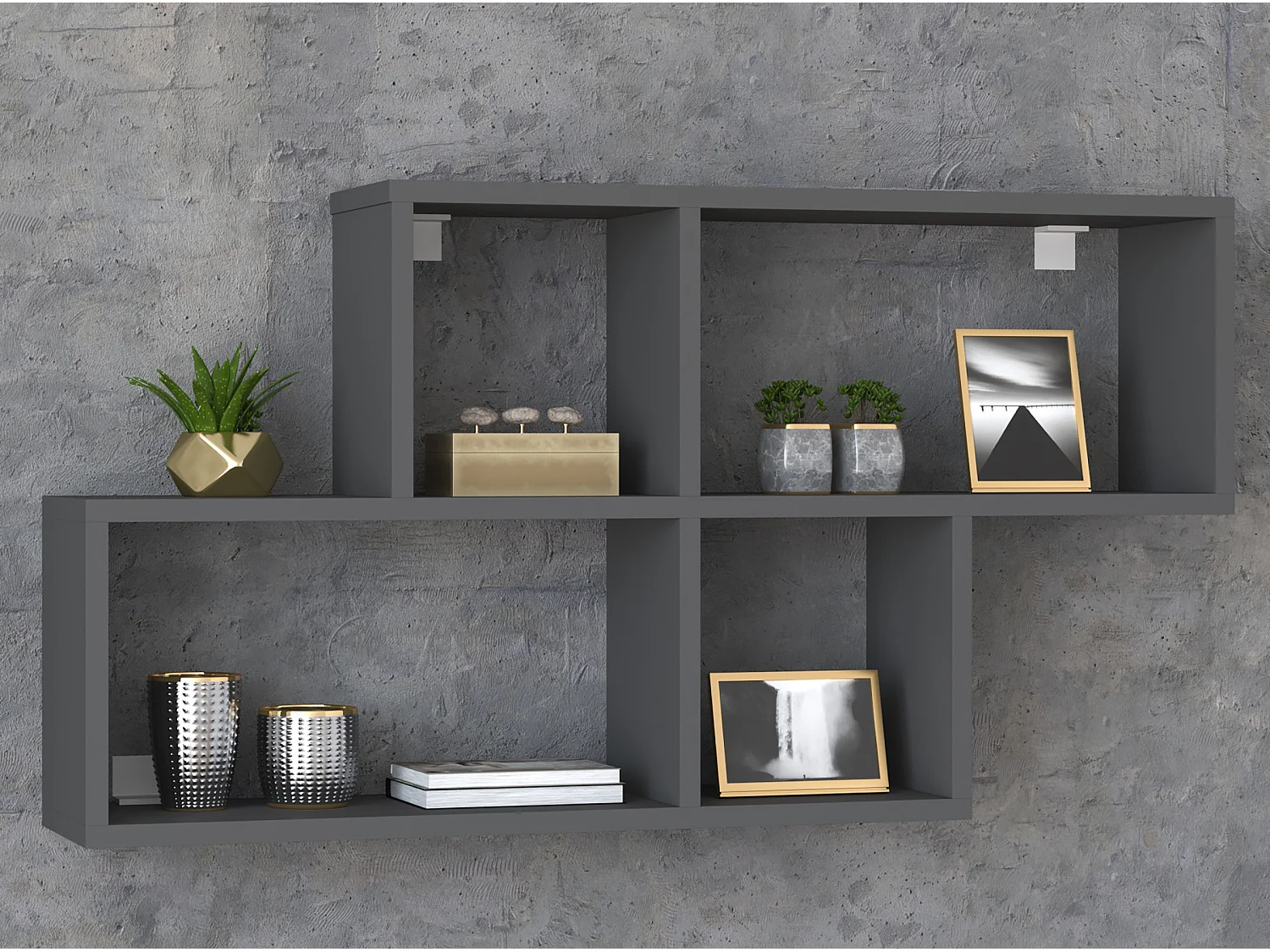 Wall Rack Lusas Anthracite H. 53 x W. 100 x D. 20 cm