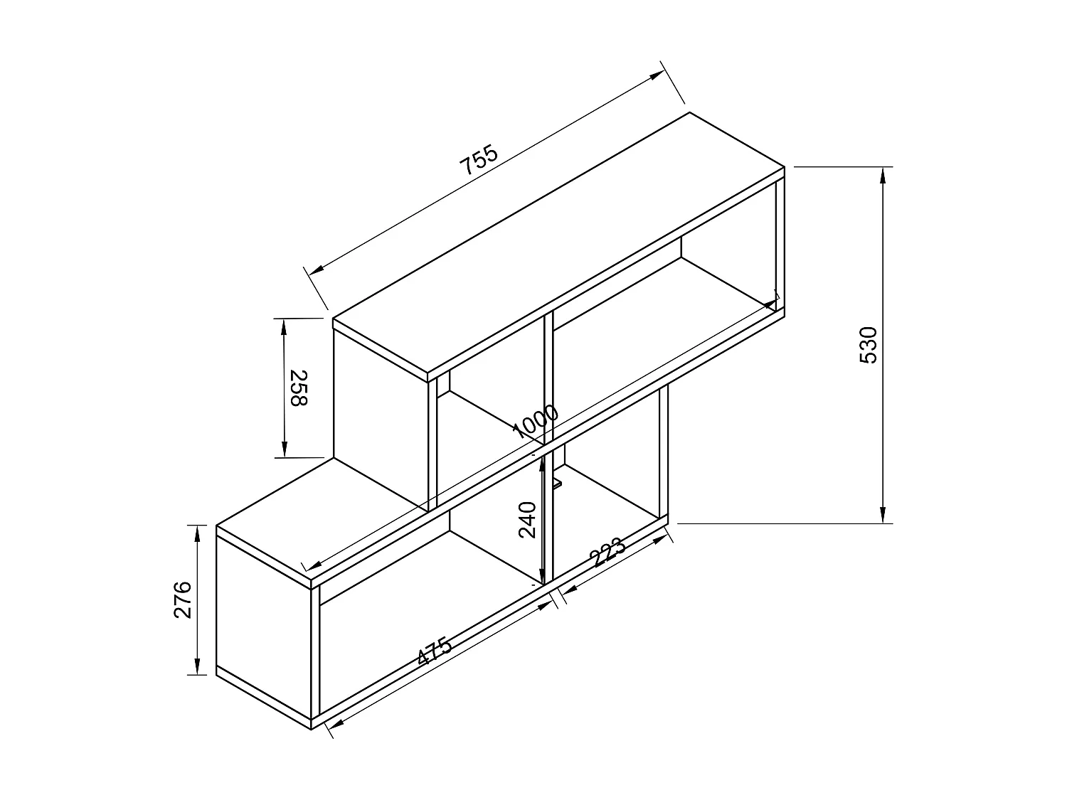 Wall Rack Lusas Anthracite H. 53 x W. 100 x D. 20 cm