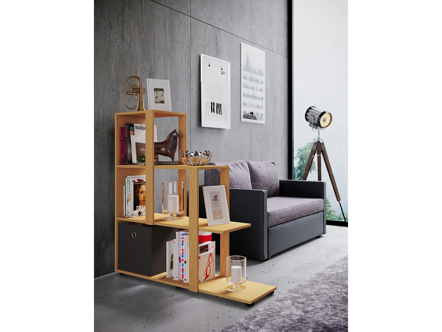 Scaffale in legno divisorio libri Slando