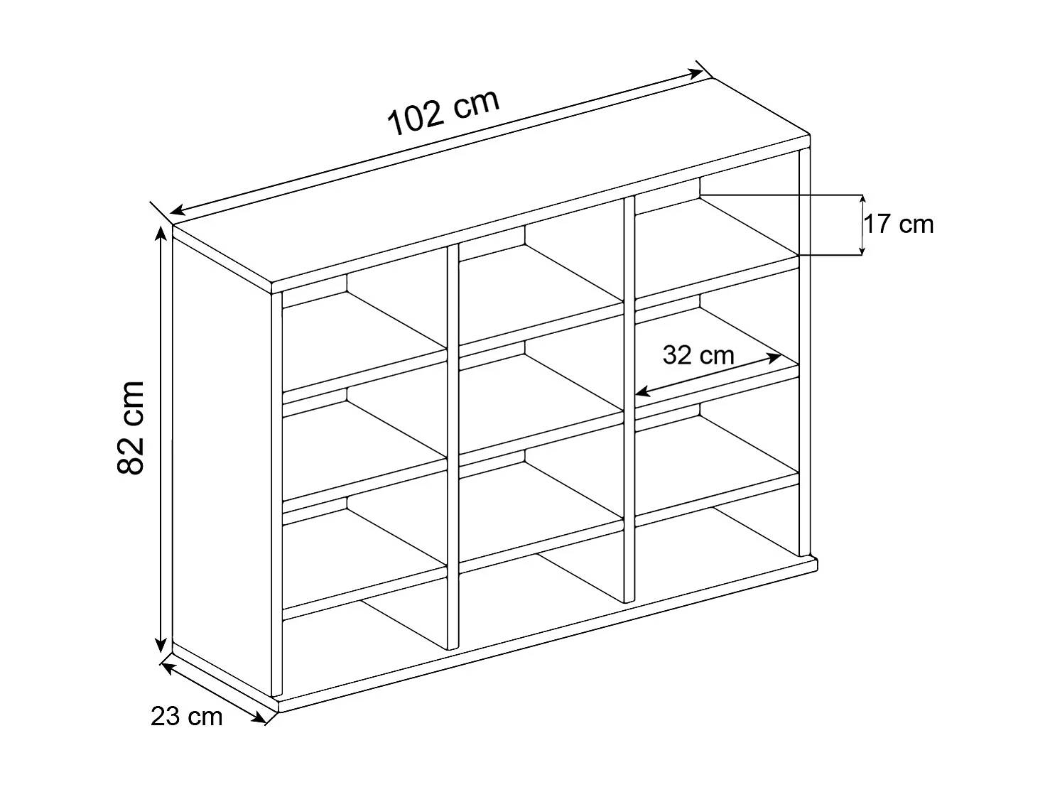 Stand Rack Megosa Sonoma oak (Sägerau) H. 82 x W. 102 x D. 23 cm