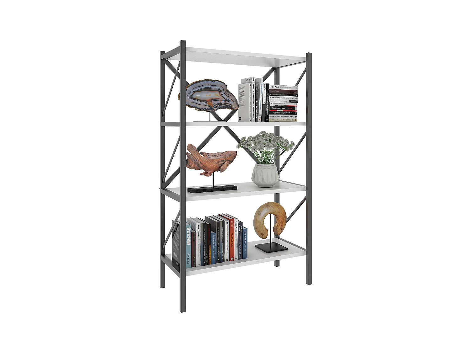 Holz Metall Stand Regal Büro Bücher Insasi 4fach