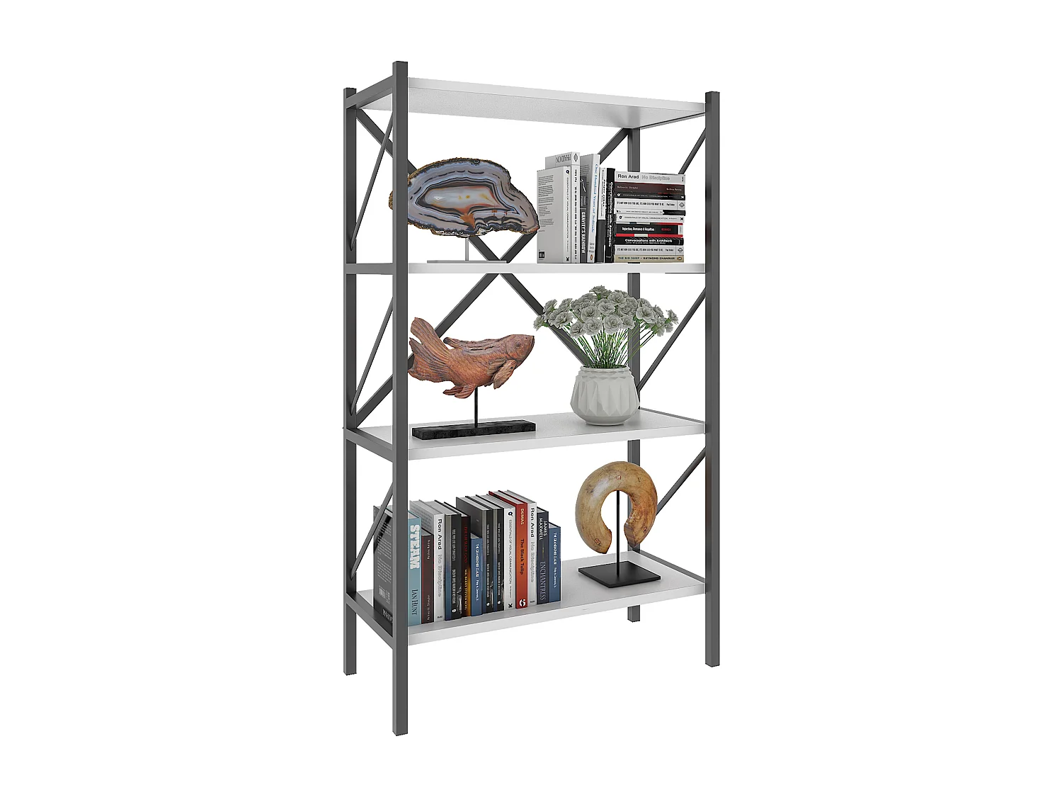 Holz Metall Stand Regal Büro Bücher Insasi 4fach