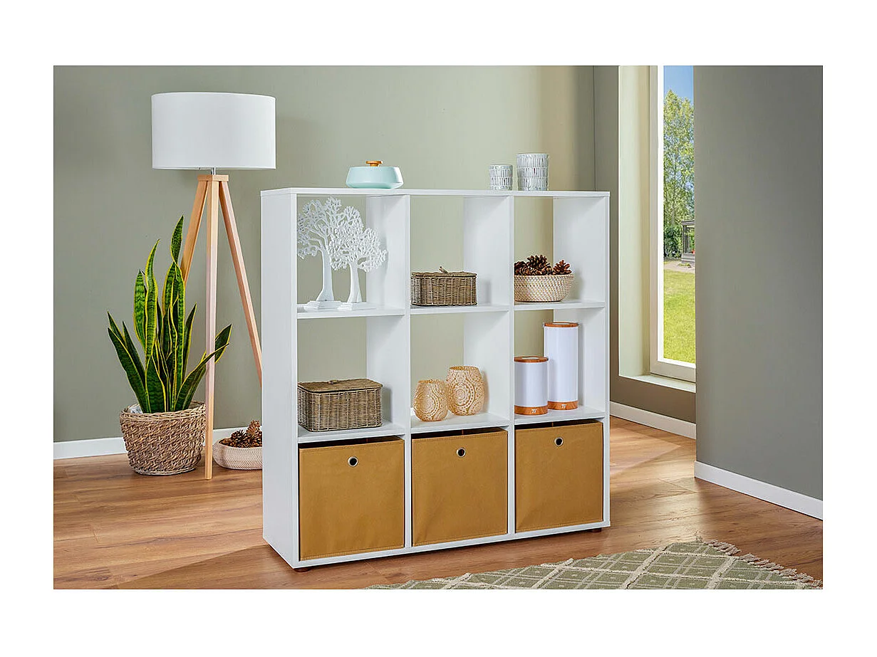 Cadora Regal Raumteiler, 9 Fächer weiss.