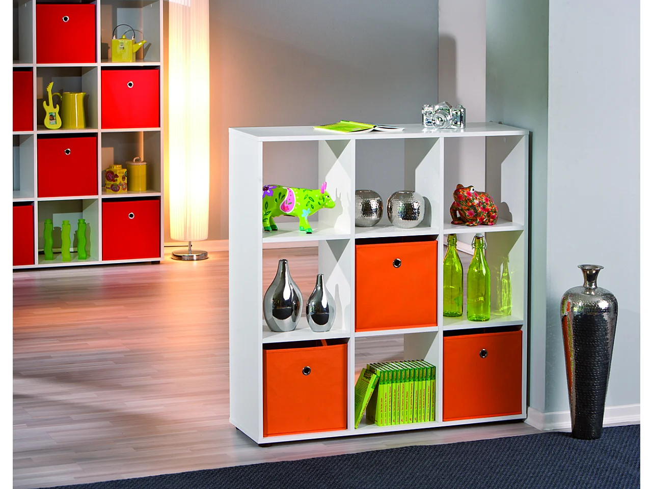 Cadora Regal Raumteiler, 9 Fächer weiss.