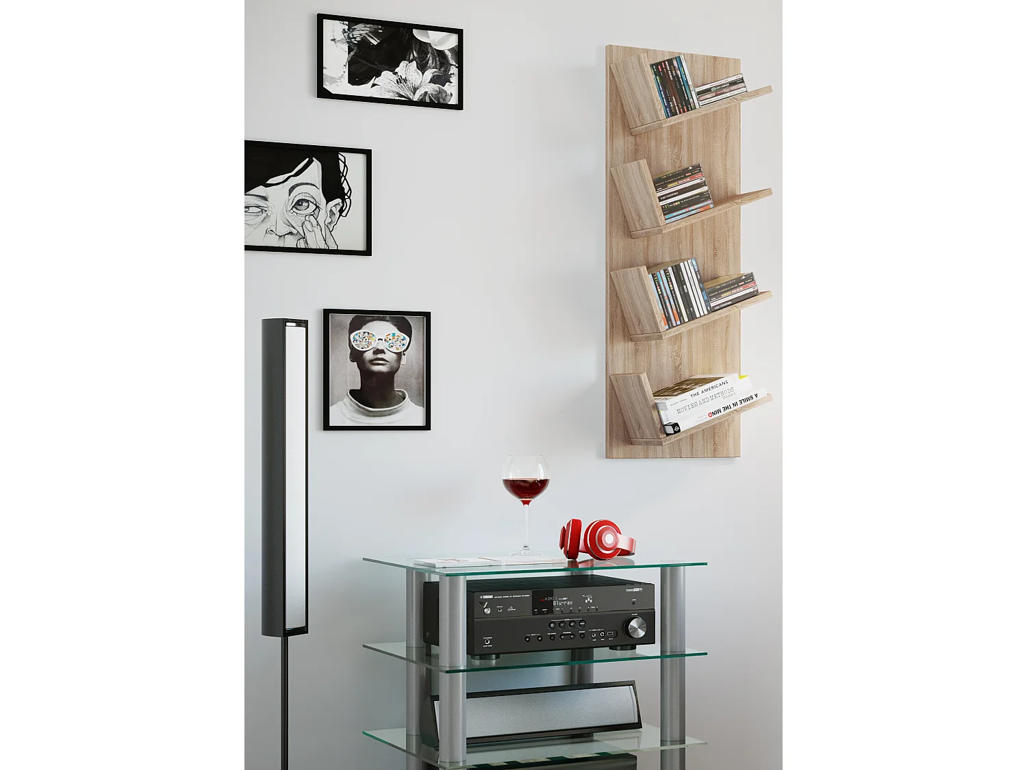 Wall Rack Lansi Sonoma oak (Sägerau) H. 90 x W. 33 x D. 16 cm