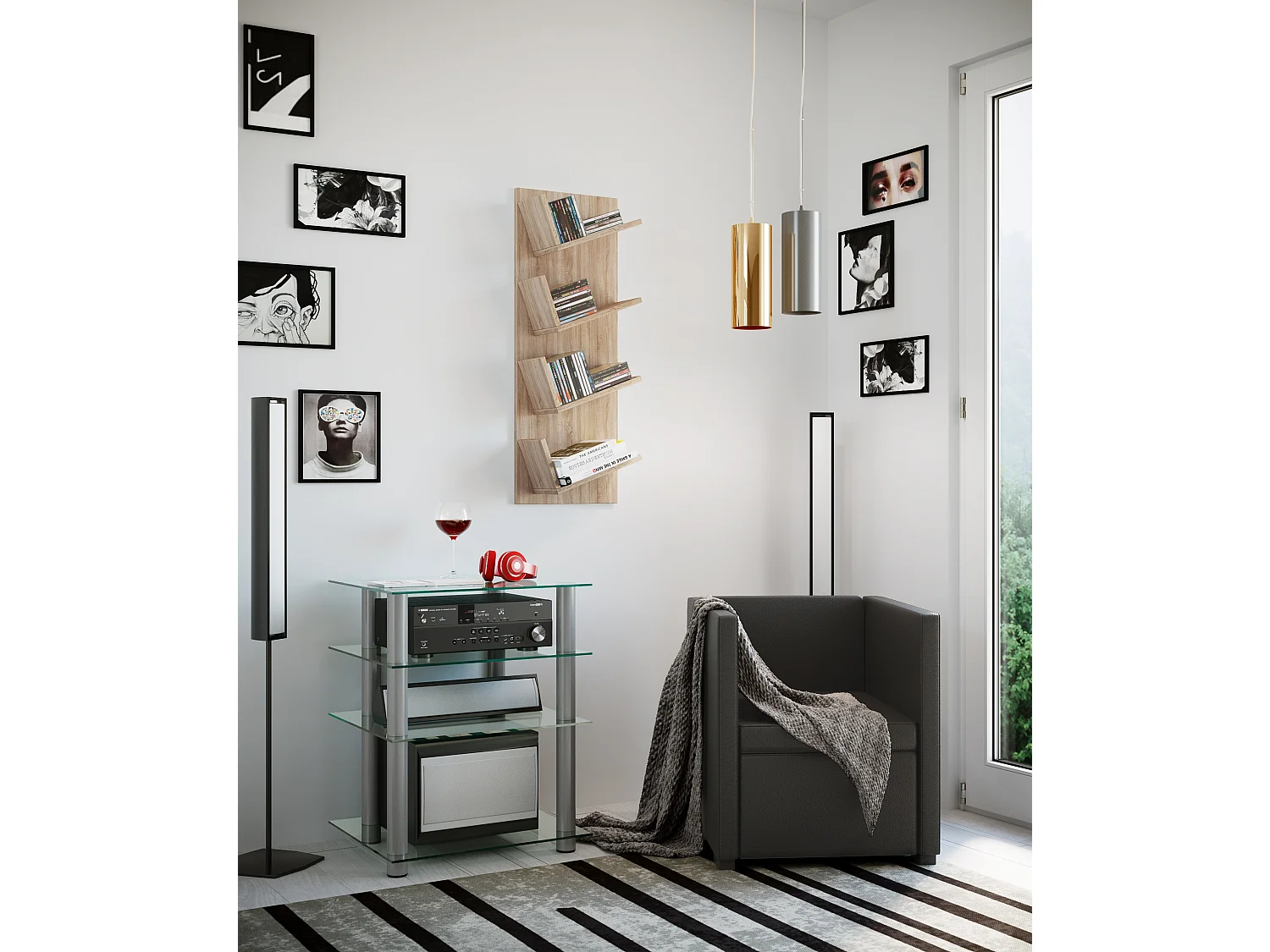 Wall Rack Lansi Sonoma oak (Sägerau) H. 90 x W. 33 x D. 16 cm