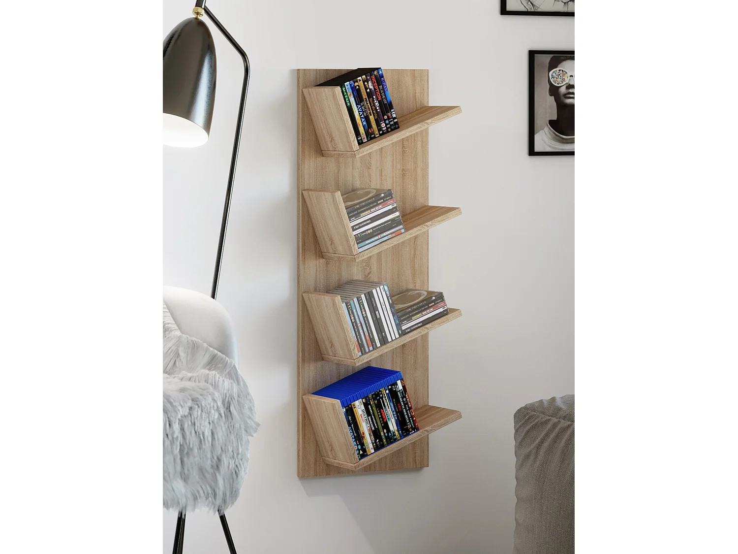 Wall Rack Lansi Sonoma oak (Sägerau) H. 90 x W. 33 x D. 16 cm