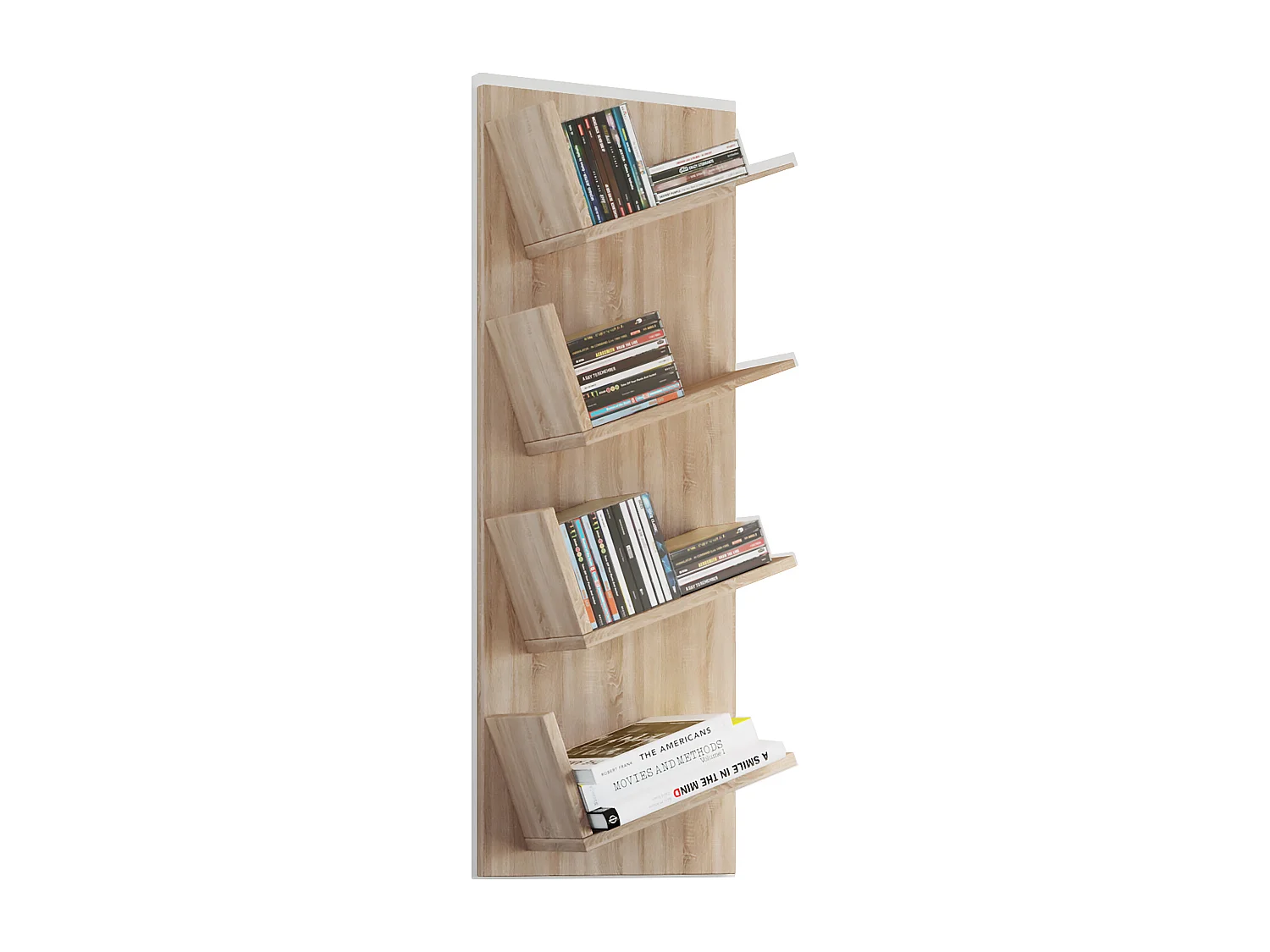 Lansi Étagère murale avec 4 tablettes inclinées, imitation chêne Sonoma.