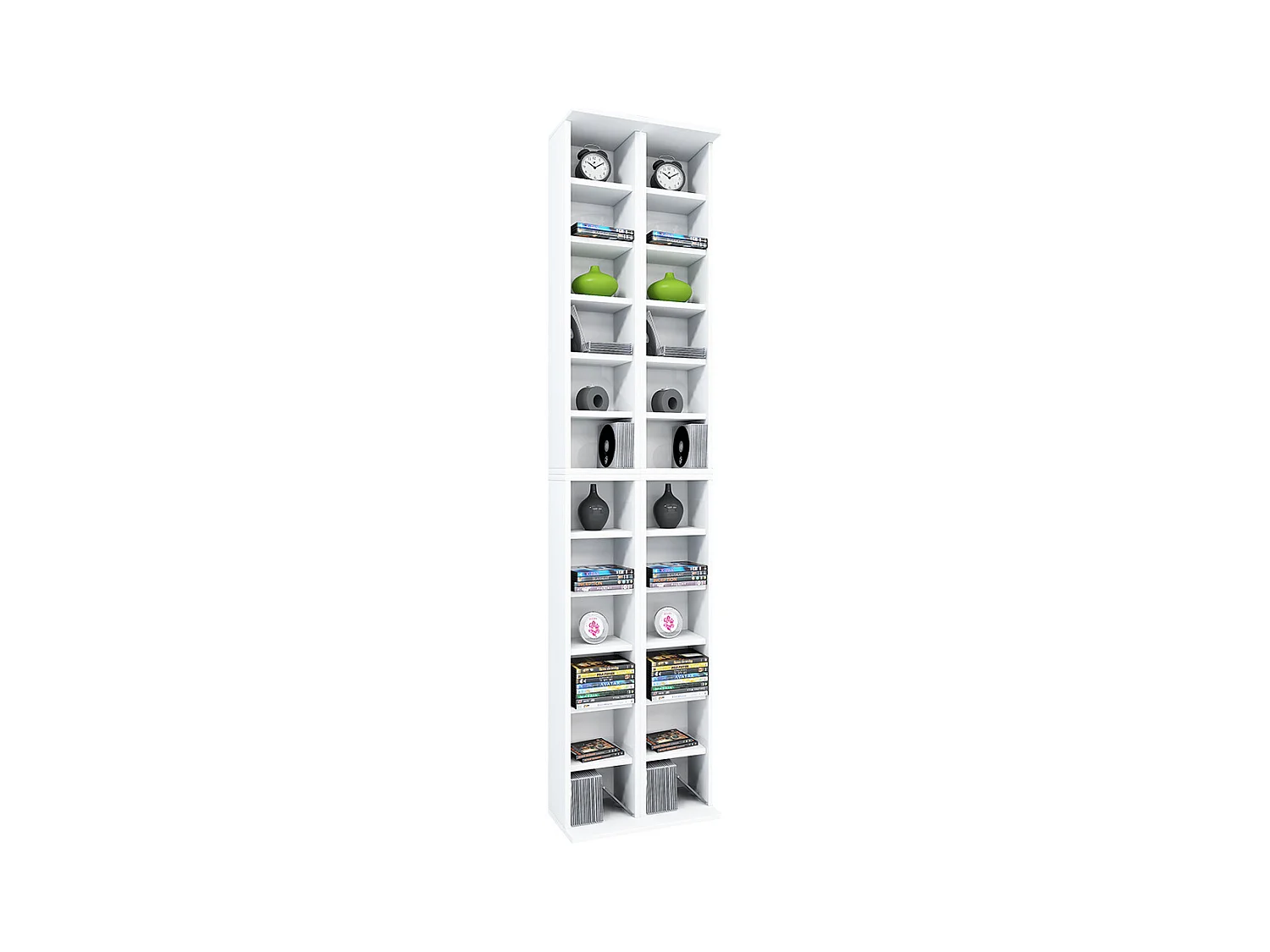 CD / DVD Media Shelf Almera White H. 183 x W. 42 x D. 20 cm
