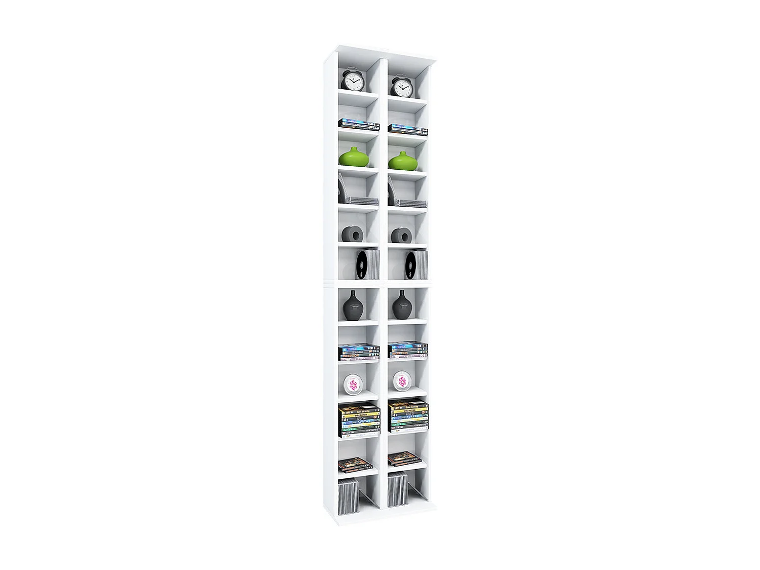 CD / DVD Media Shelf Almera White H. 183 x W. 42 x D. 20 cm