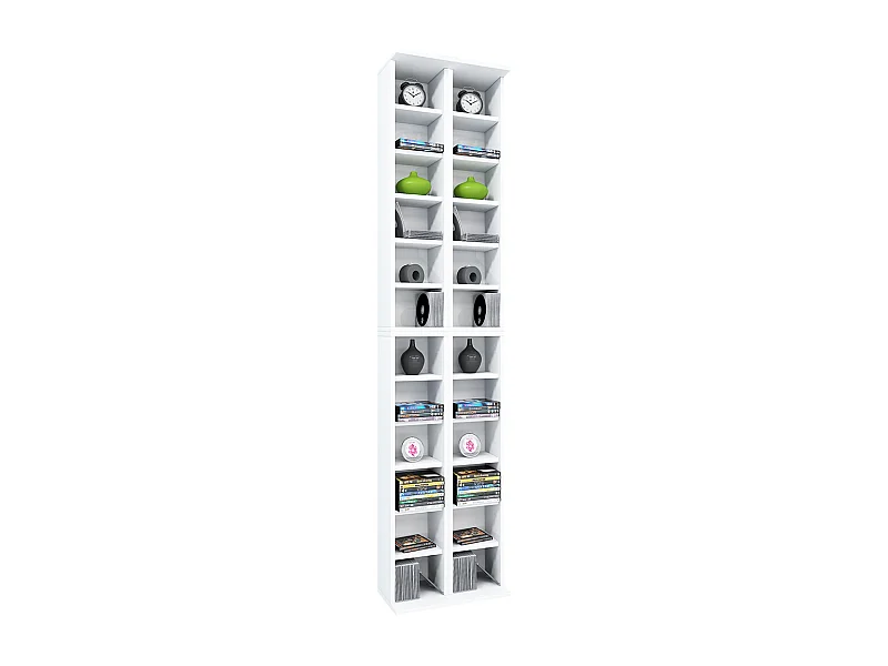 CD / DVD Media Shelf Almera White H. 183 x W. 42 x D. 20 cm