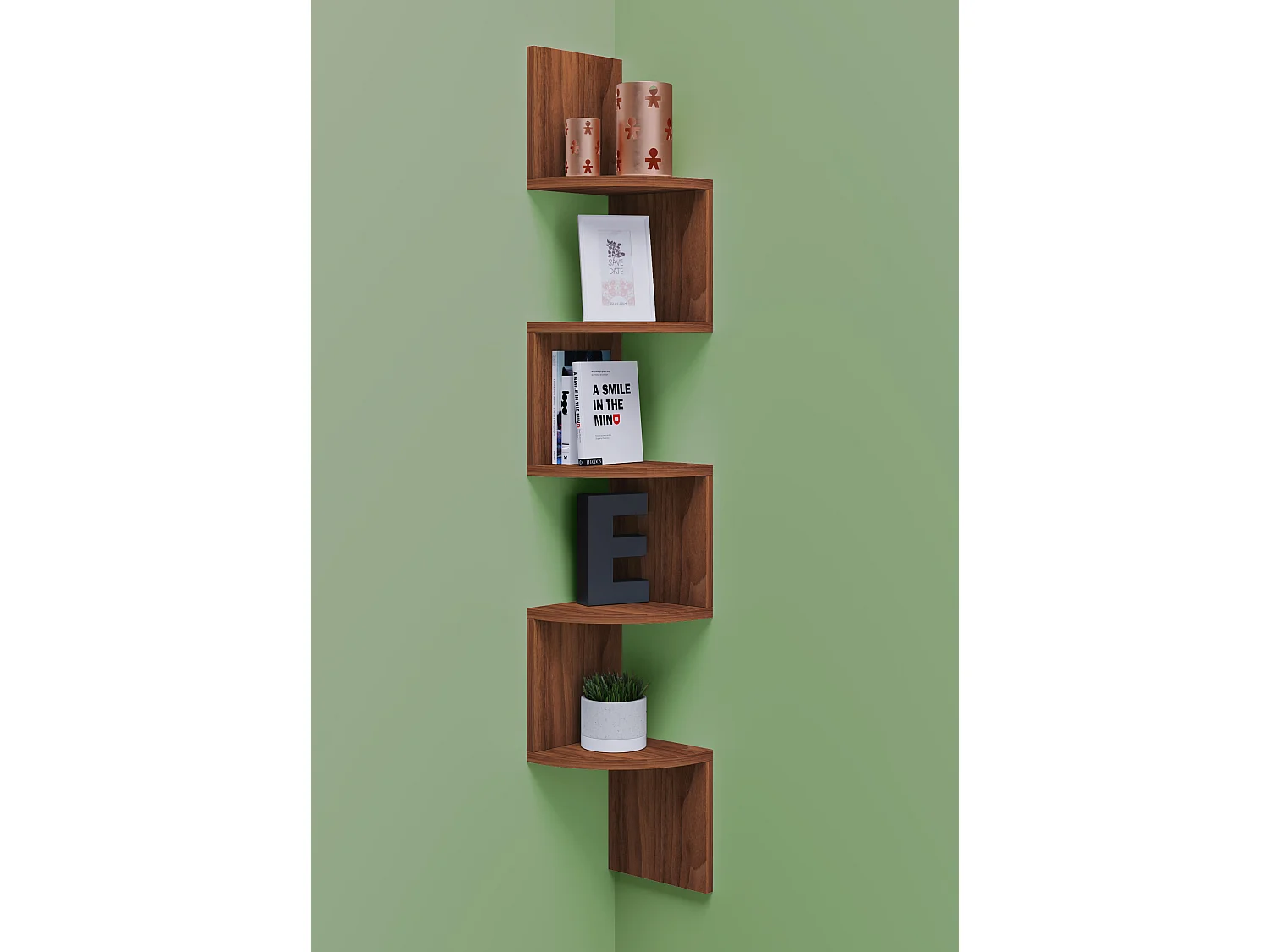 Holz Wandregal Aufbewahrung Deko Eckregal Mintis