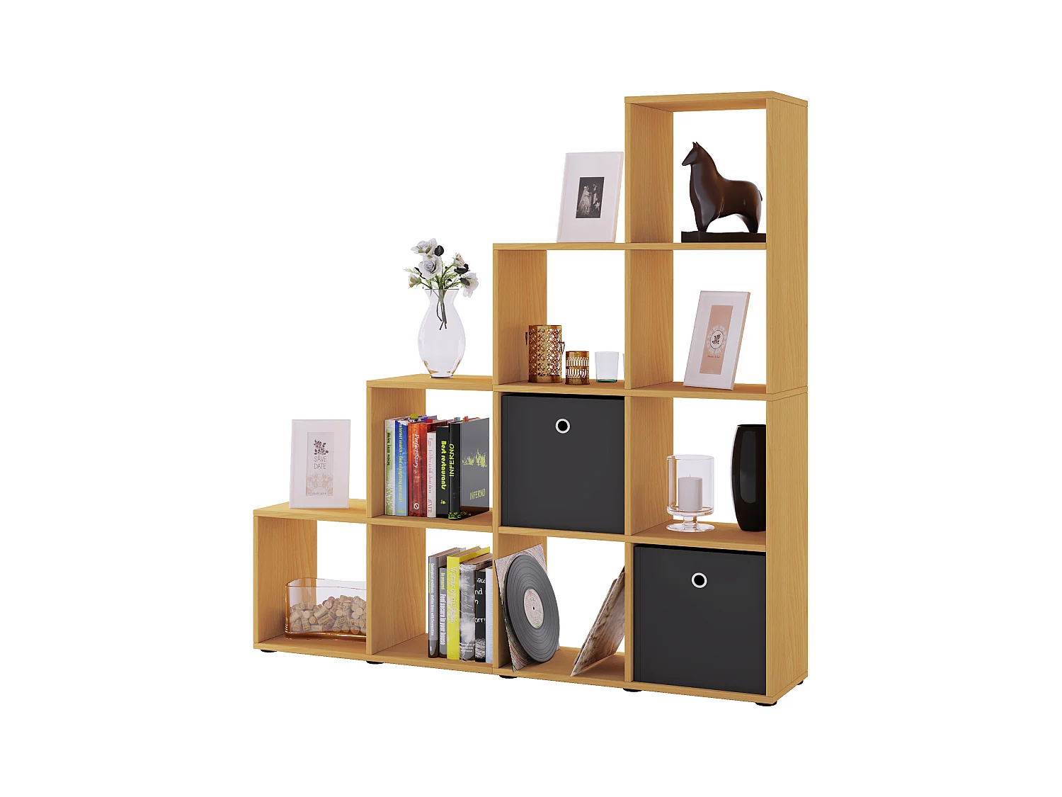 Holz Stand Treppenregal Regal 10 Fächer Napoli