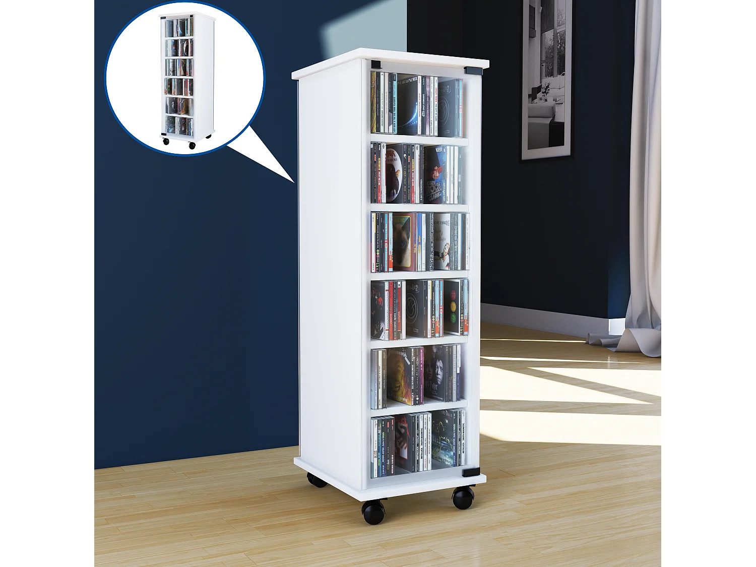 Holz CD DVD Stand Regal Schrank Valenza Glastür