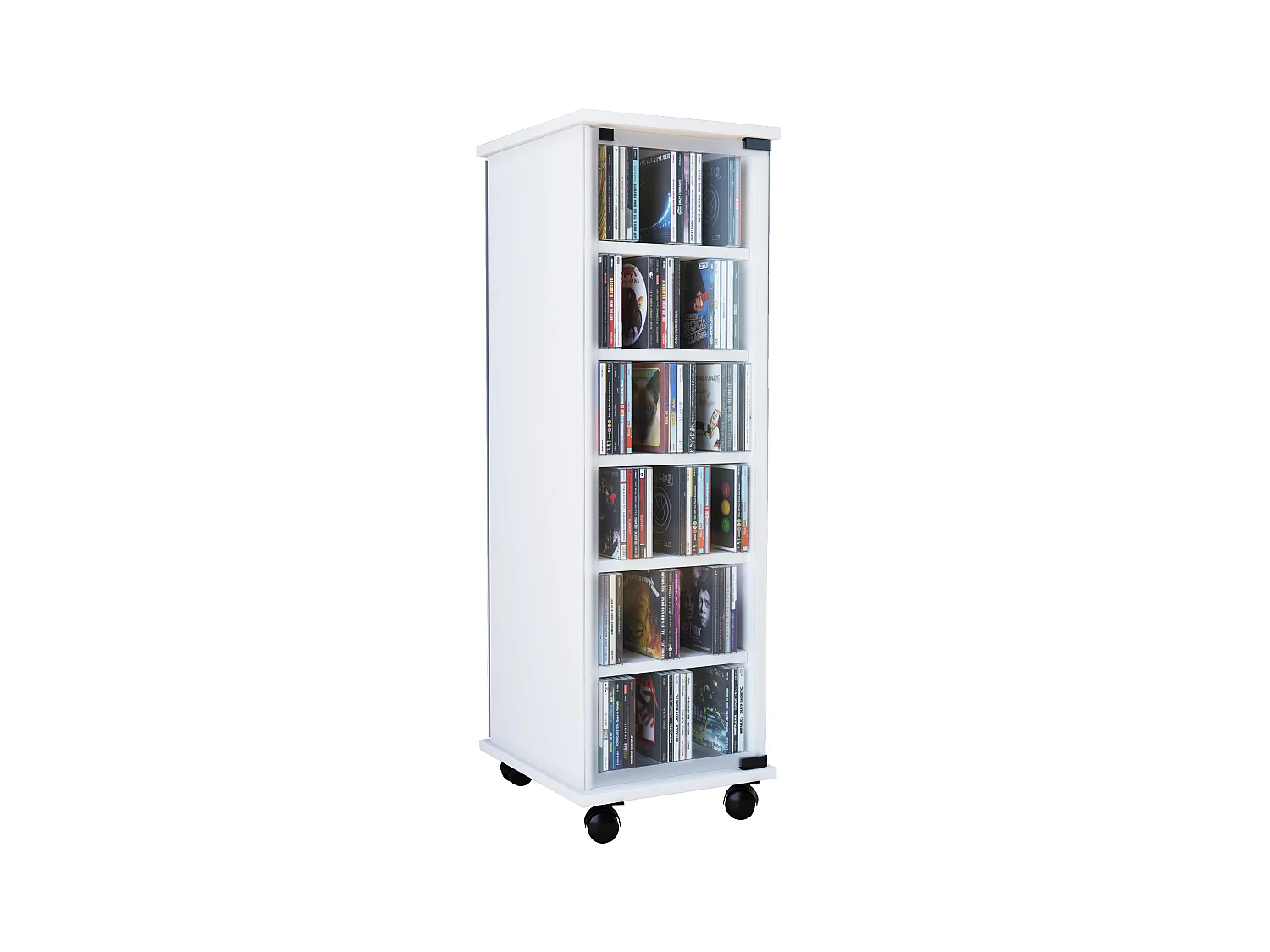 CD / DVD Media Shelf Valenza White H. 98 x W. 31 x D. 35 cm