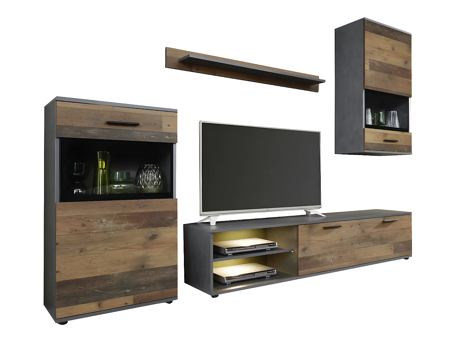 Mala wandkast opstelling A, Matera decor, Old Wood decor.