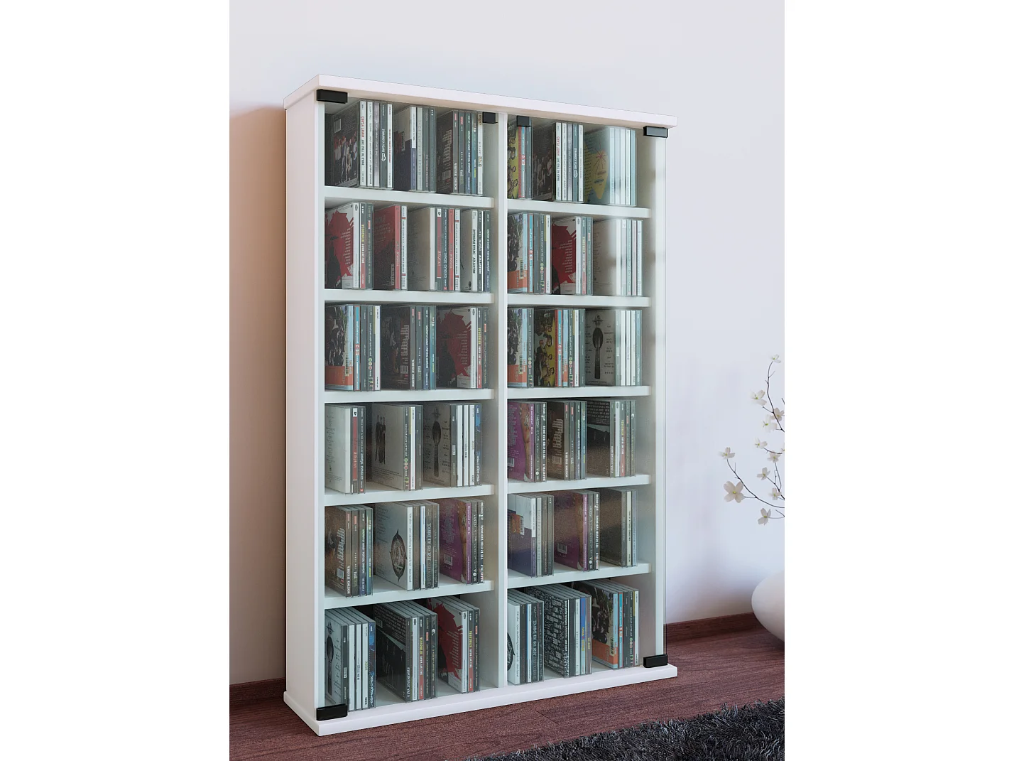 Holz CD DVD Stand Regal Schrank Roma Glastür