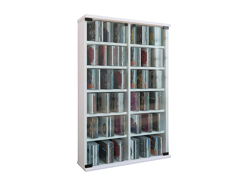 CD / DVD Media Shelf Roma White H. 92 x W. 60 x D. 18 cm