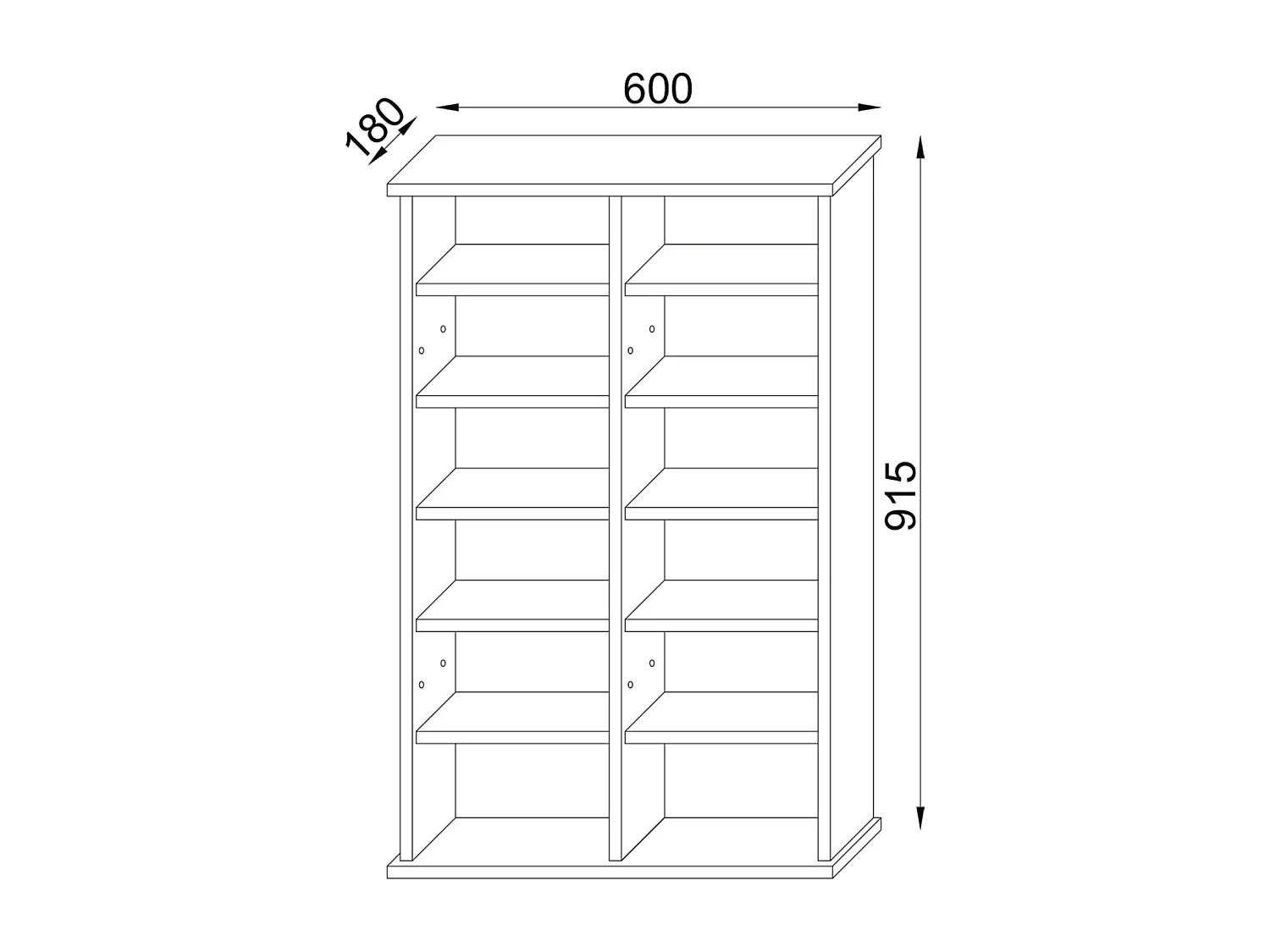CD / DVD Media Shelf Galerie Book H. 92 x W. 60 x D. 18 cm