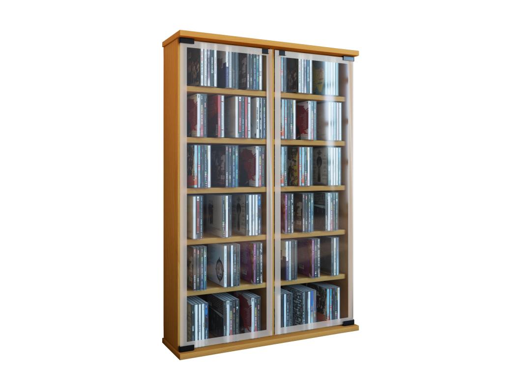 Scaffale porta CD DVD in legno Porta in vetro Galleria