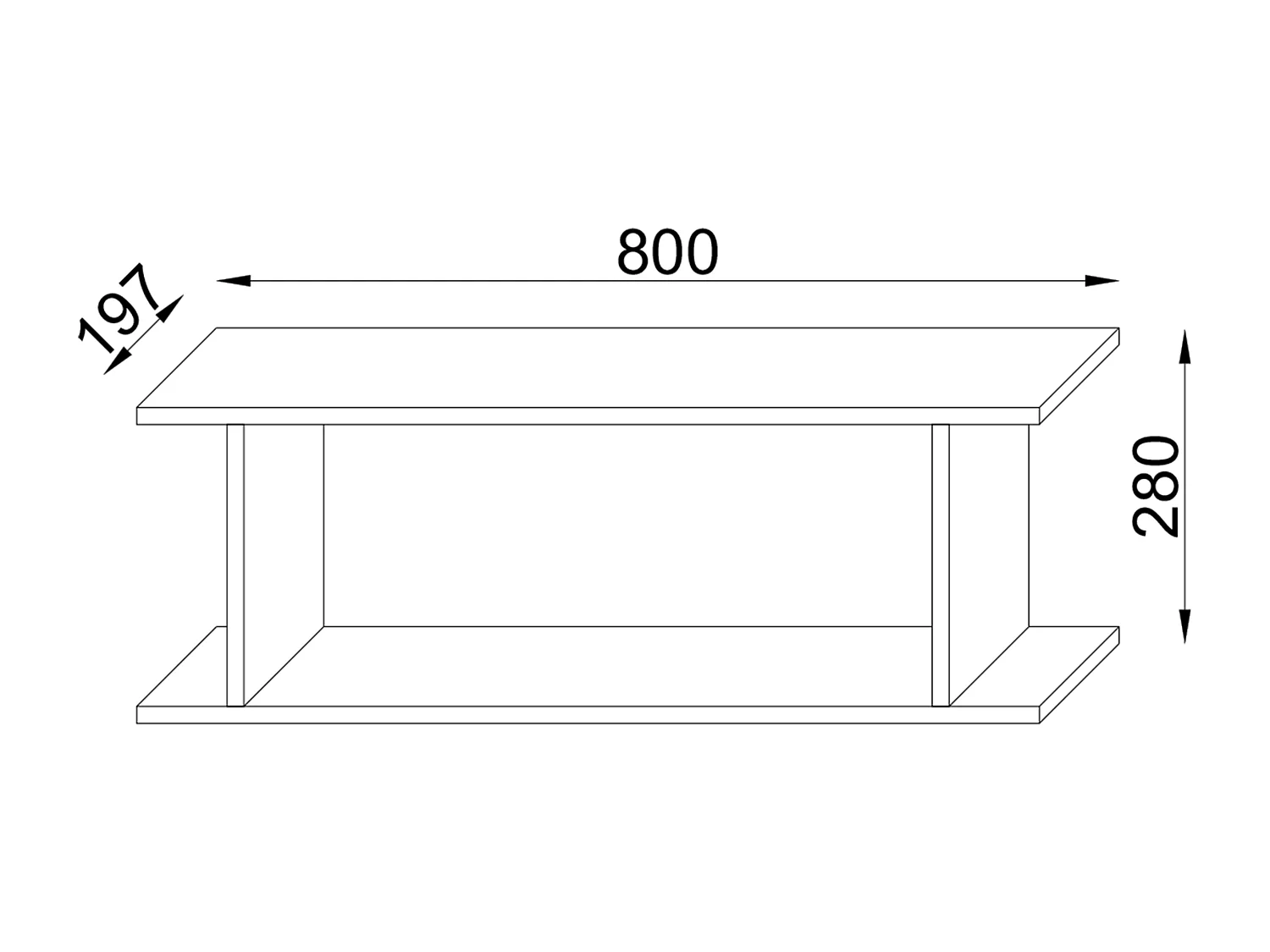 Wall Rack Sirola White H. 28 x W. 80 x D. 20 cm