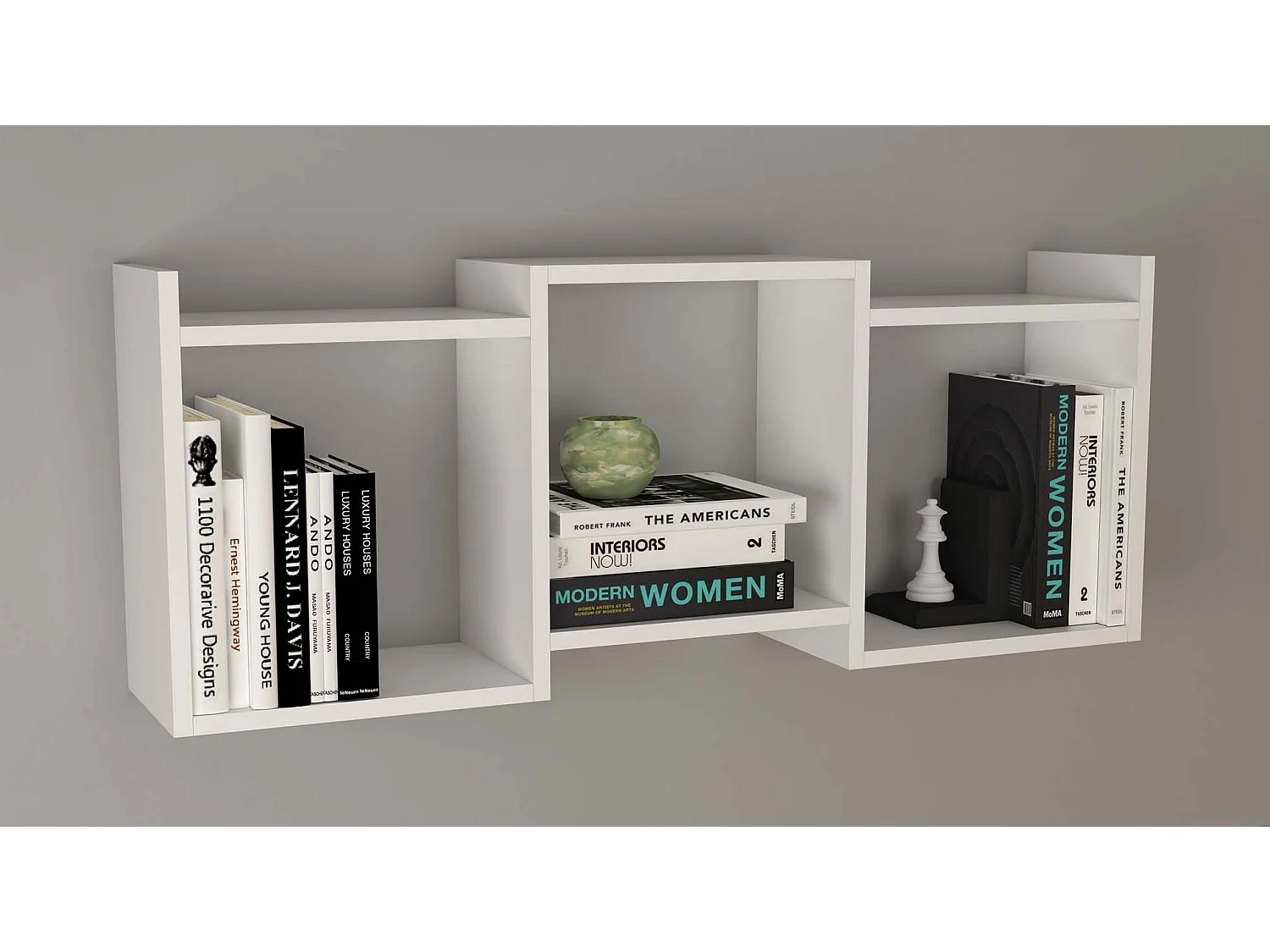 Étagère murale en bois VCM Étagère à suspendre Étagère à livres Tableau mural Deko Board Trilas (Blanc)