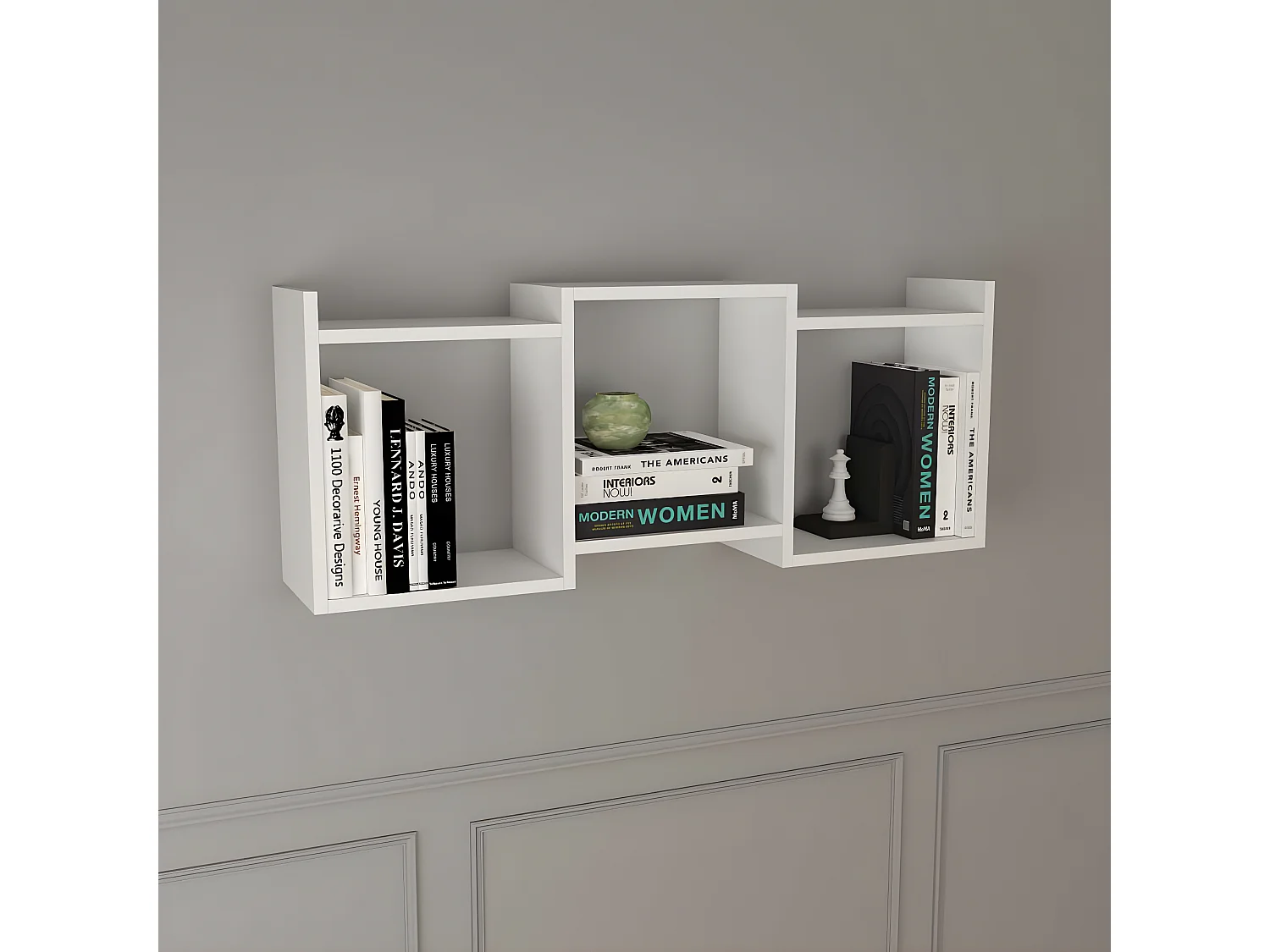 Étagère murale en bois VCM Étagère à suspendre Étagère à livres Tableau mural Deko Board Trilas (Blanc)