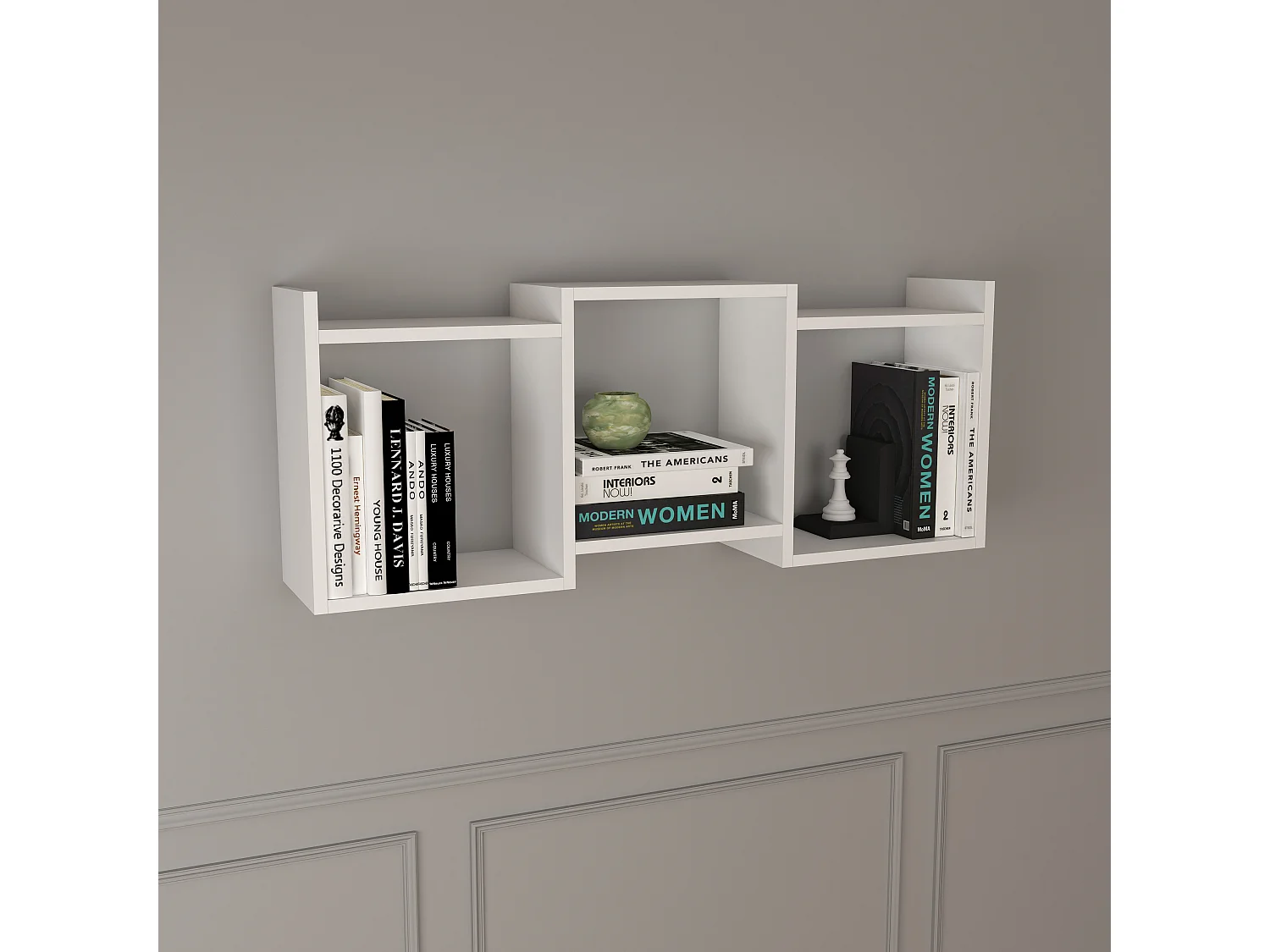 Étagère murale en bois VCM Étagère à suspendre Étagère à livres Tableau mural Deko Board Trilas (Blanc)