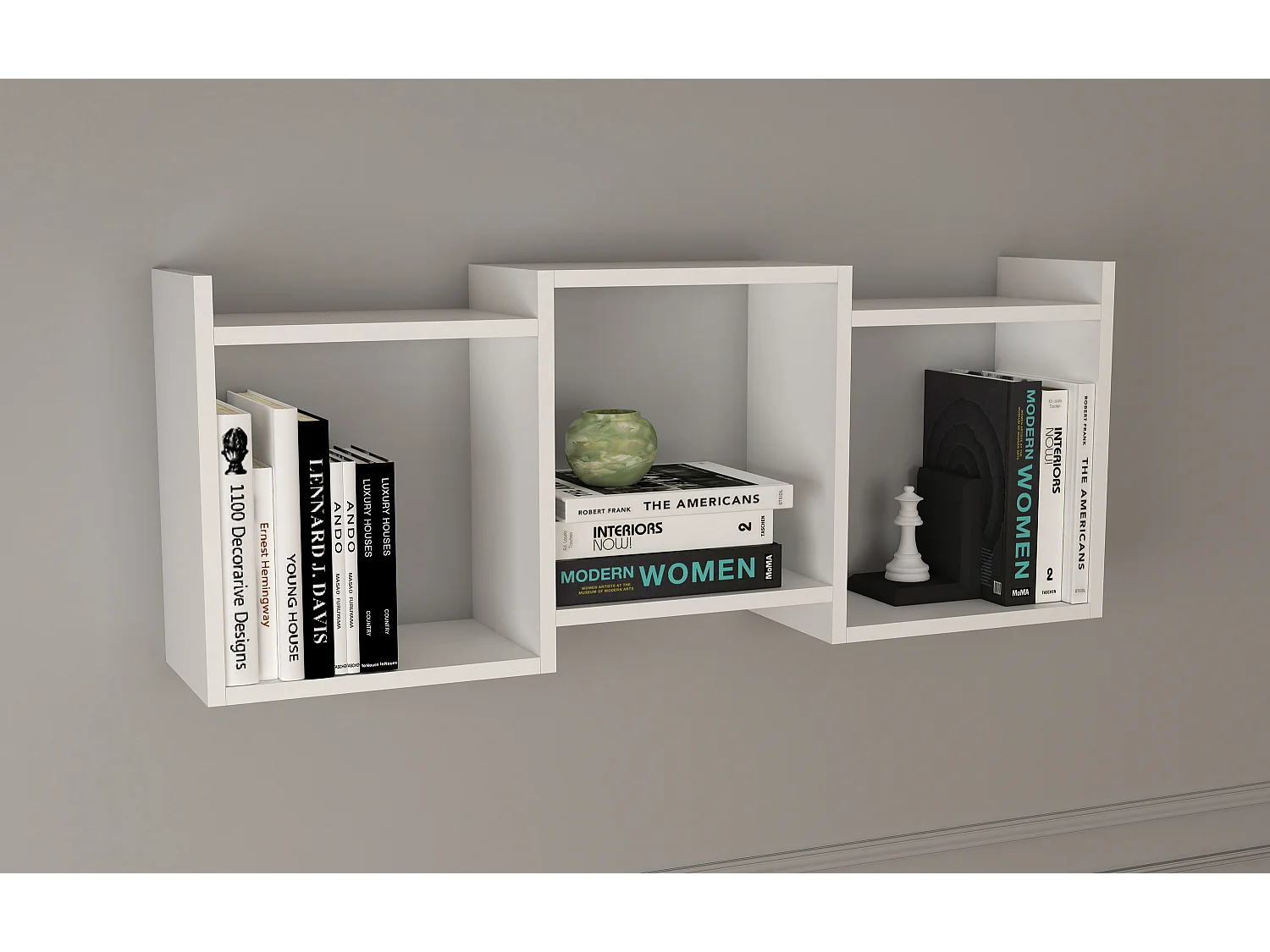 Étagère murale en bois VCM Étagère à suspendre Étagère à livres Tableau mural Deko Board Trilas (Blanc)