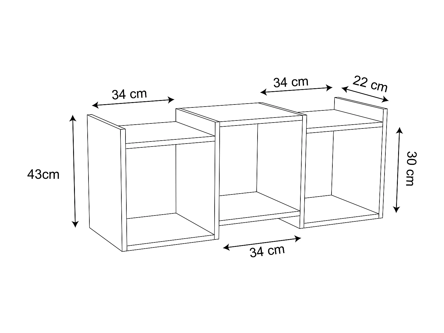 Étagère murale en bois VCM Étagère à suspendre Étagère à livres Tableau mural Deko Board Trilas (Blanc)